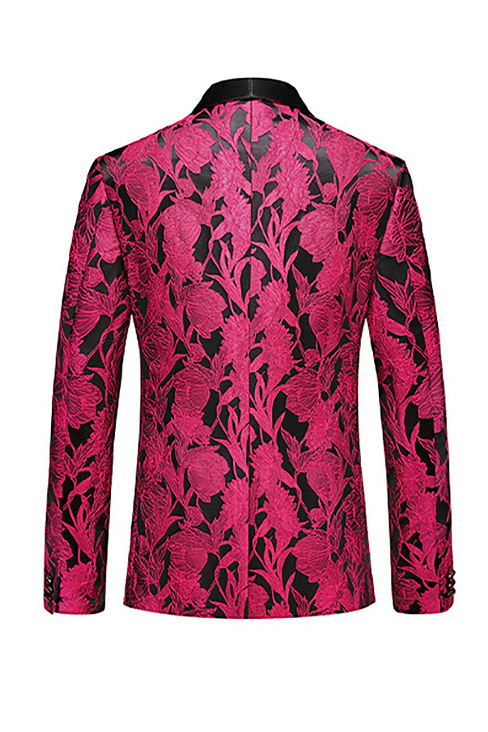 Jacquard Fuchsia 3 Pieces Shawl Lapel Men's Suits - Image 2