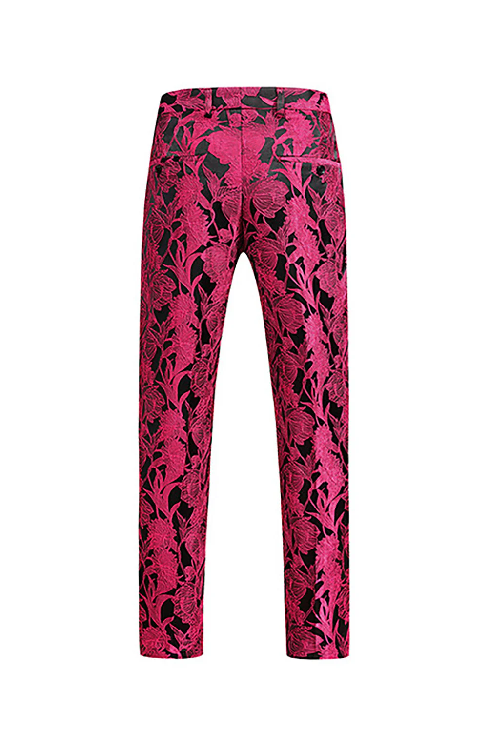 Jacquard Fuchsia 3 Pieces Shawl Lapel Men's Suits - Image 7