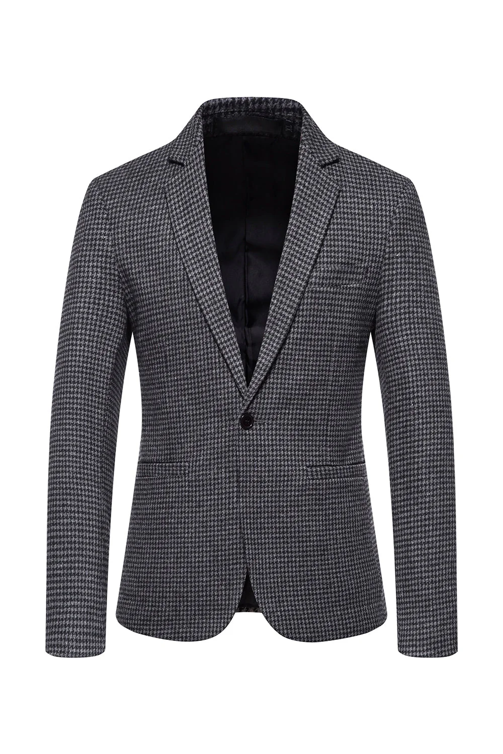 Khaki Plaid One Button Men's Blazer - Image 6
