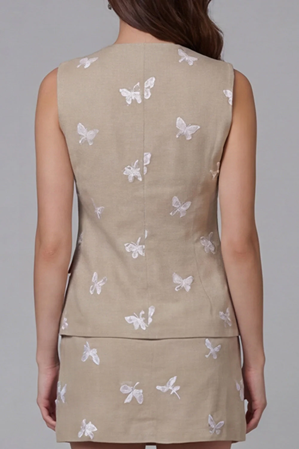 Khaki Single-Breasted Floral 2-piece Work Suits - Image 4