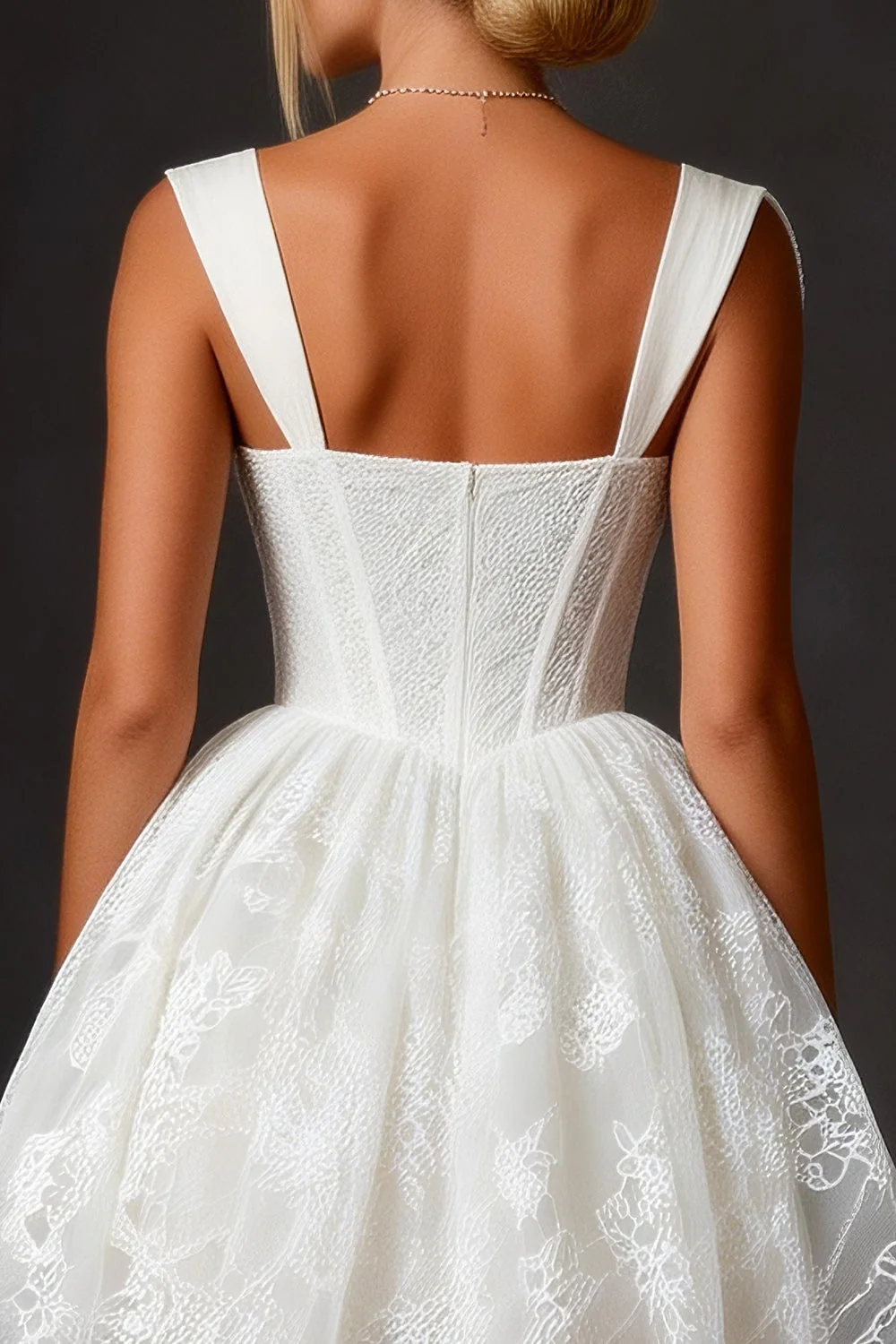 Lace White Square Neck Corset Mini Graduation - Image 4