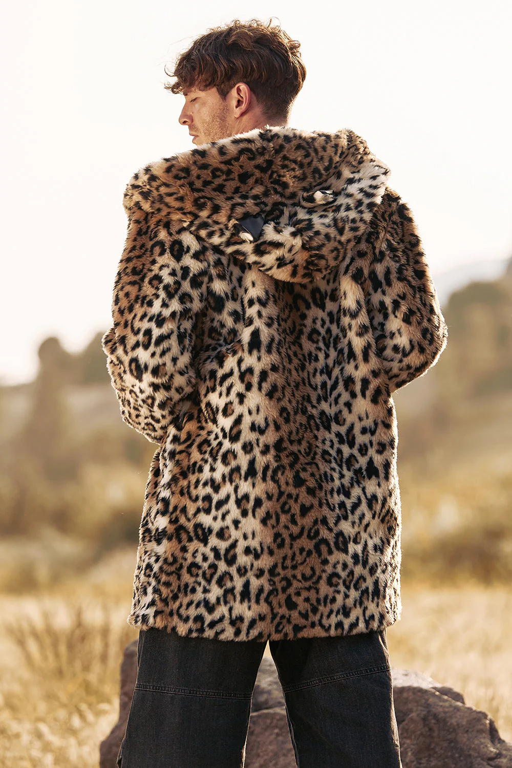 Leopard Mid-Length Faux Fur Winter Men's Coat - Image 2