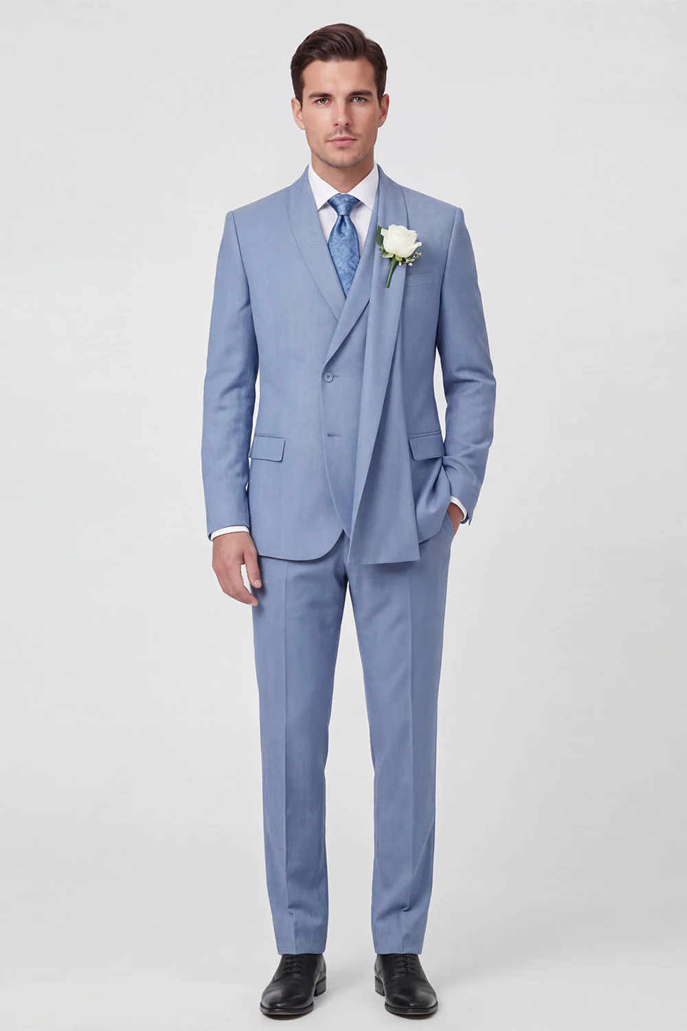 Light Blue Shawl Lapel Single Breasted 2 Piece Men's Wedding Suits