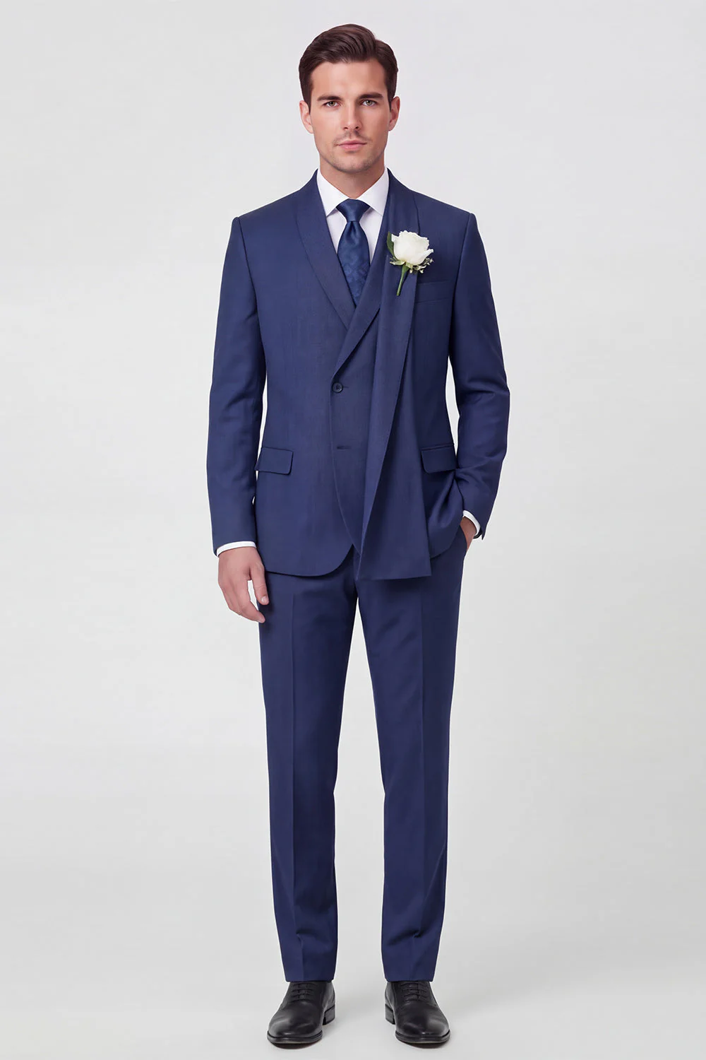 Light Blue Shawl Lapel Single Breasted 2 Piece Men's Wedding Suits - Image 3