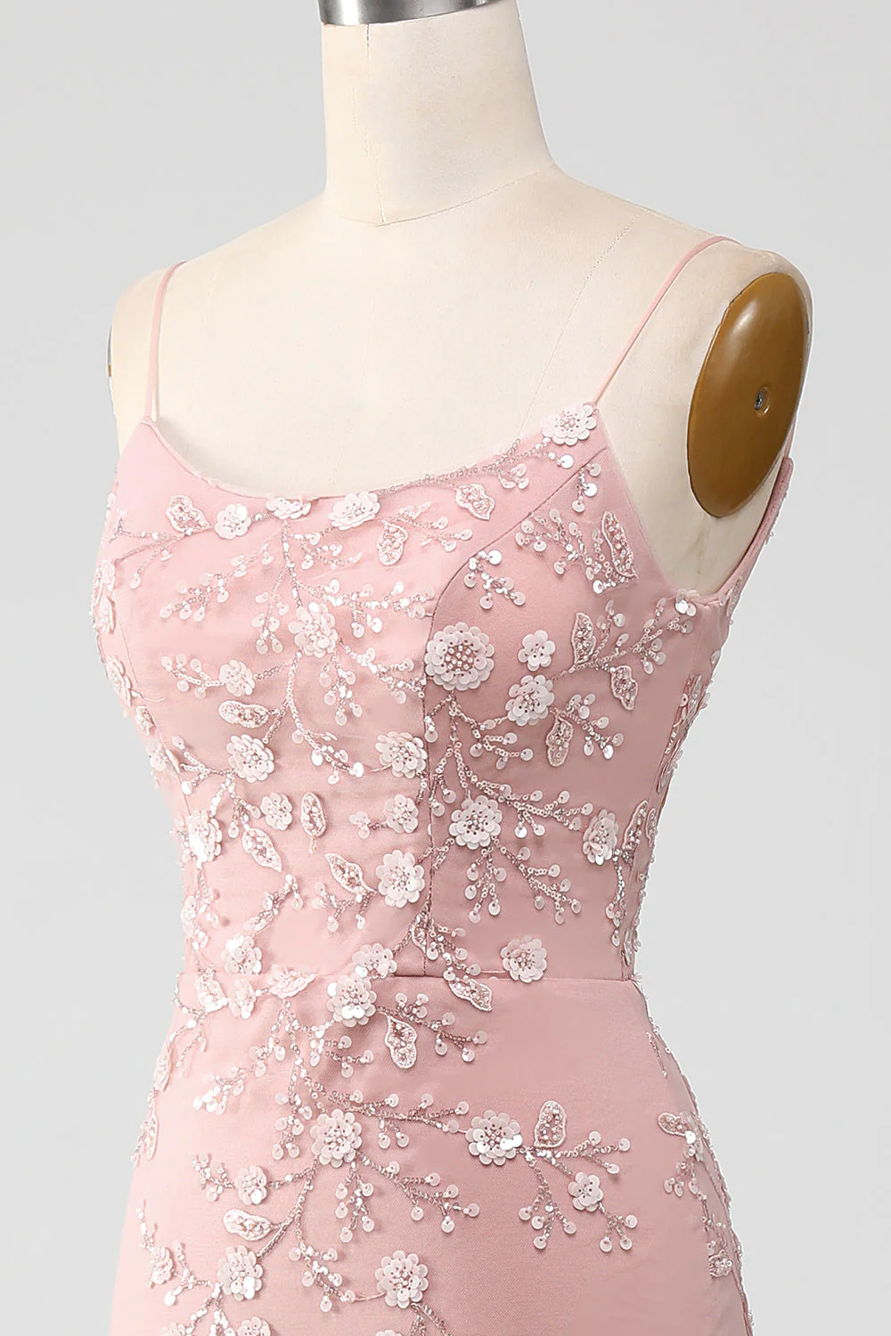 Light Blue Sparkly Beaded Mermaid Long Prom Dress - Image 13