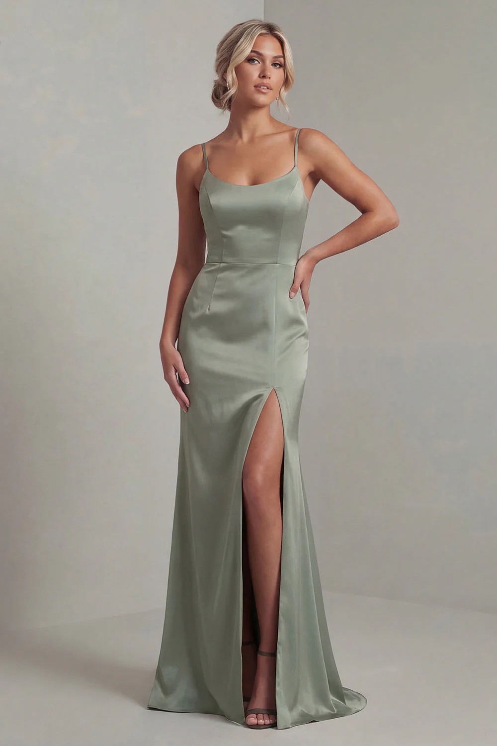 Light Green Mermaid Long Mother of the Bride Dress with Detachable Cape - Image 4