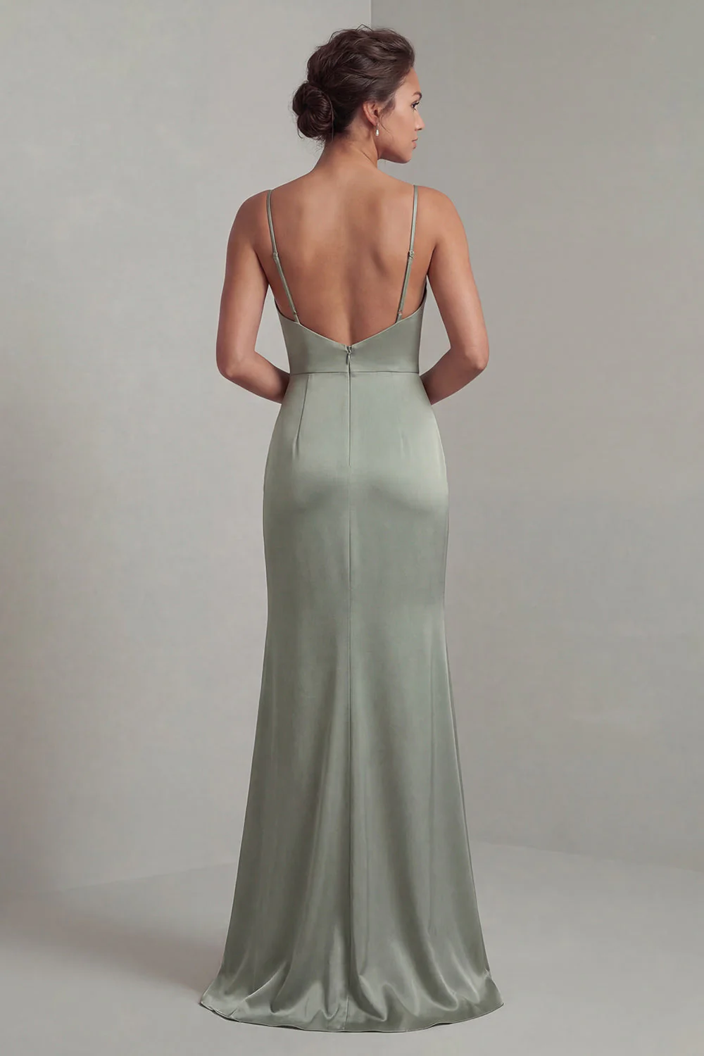 Light Green Mermaid Long Mother of the Bride Dress with Detachable Cape - Image 5