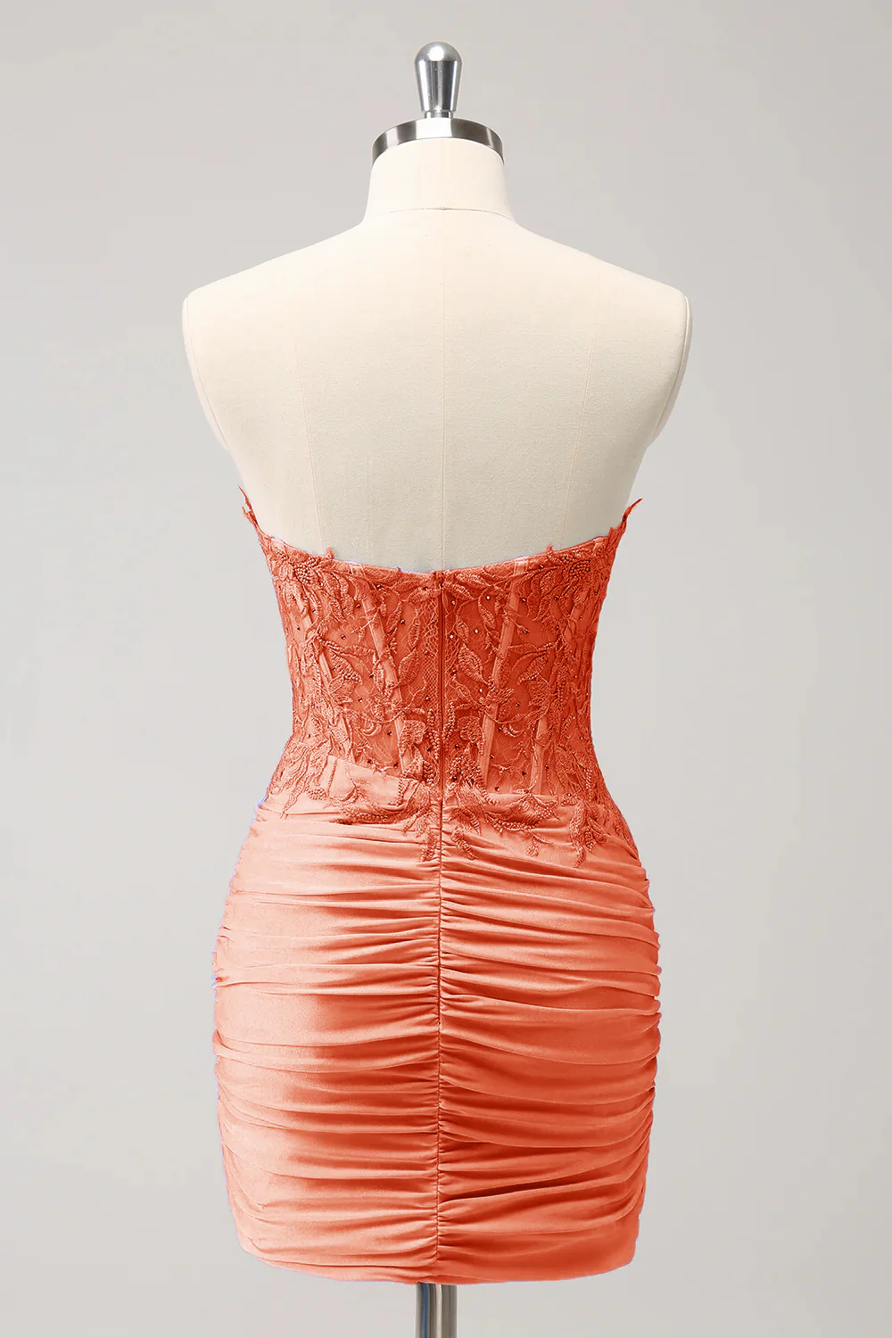 Lilac Strapless Corset Pleated Tight Graduation Dress with Appliques - Image 22