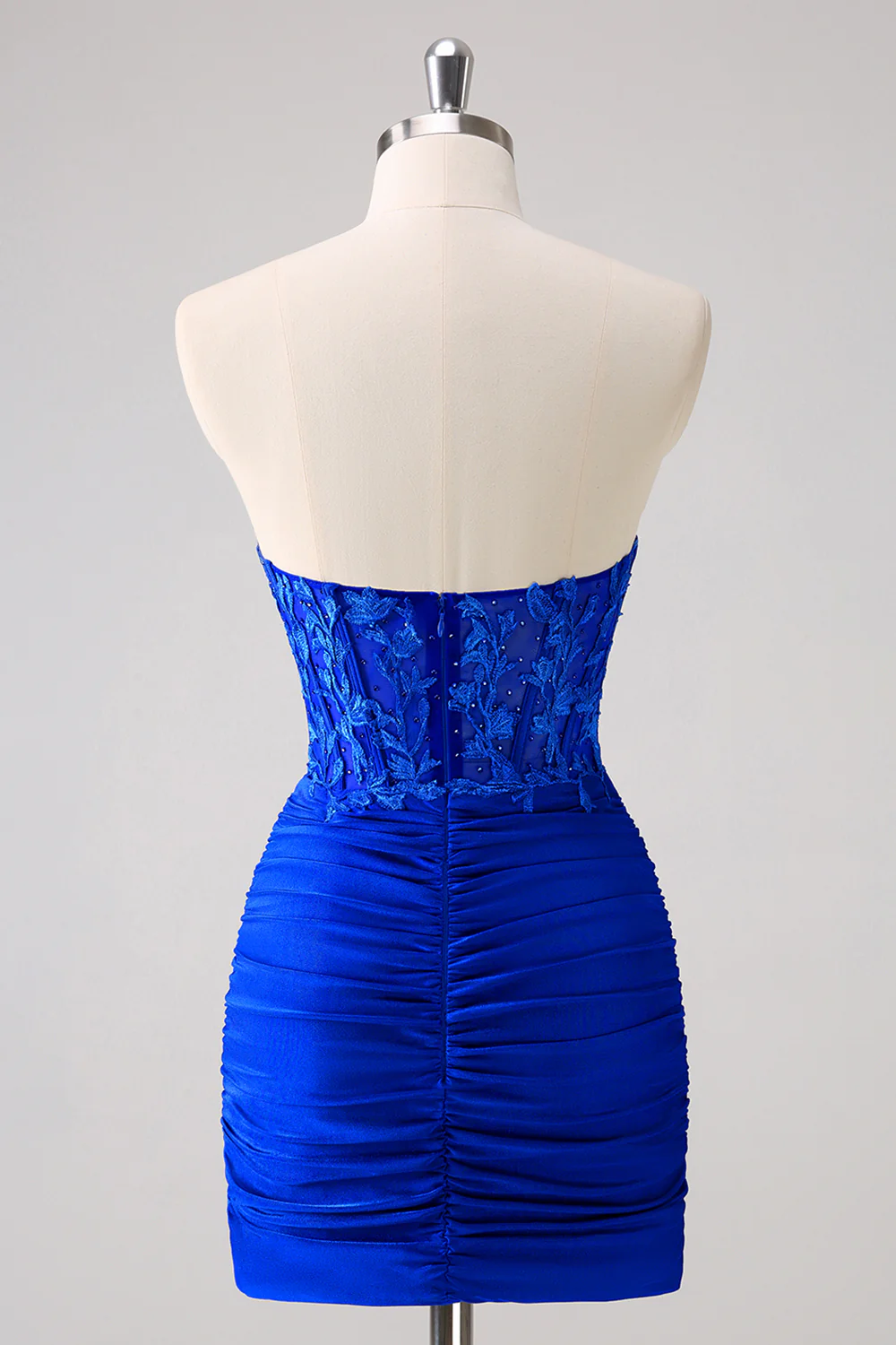 Lilac Strapless Corset Pleated Tight Graduation Dress with Appliques - Image 26