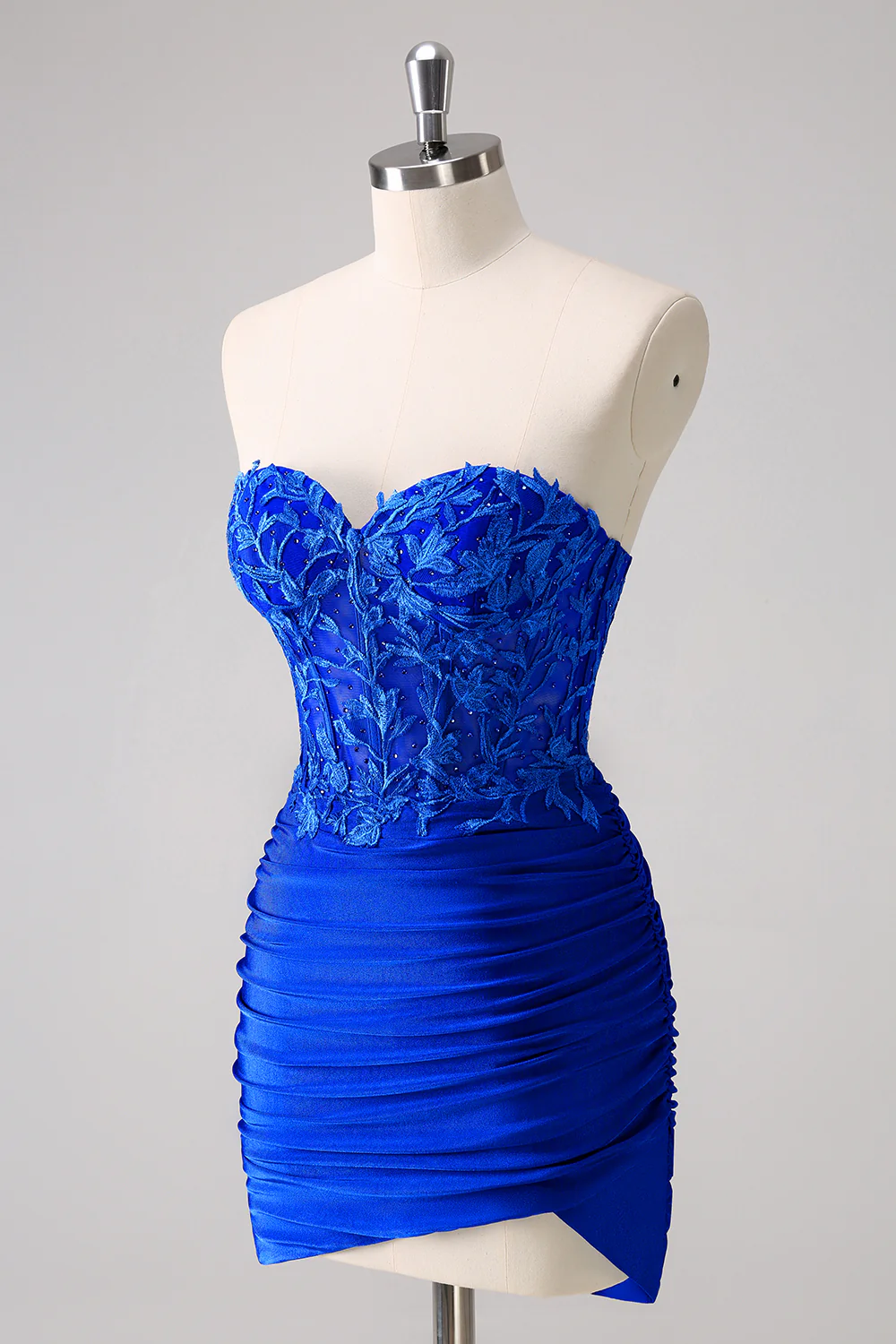 Lilac Strapless Corset Pleated Tight Graduation Dress with Appliques - Image 27