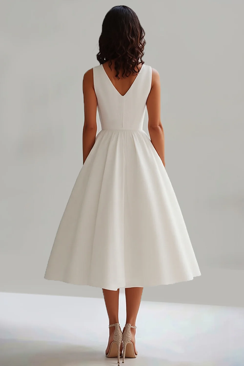 Matte Satin A Line Sleeveless Long Graduation Dress - Image 2