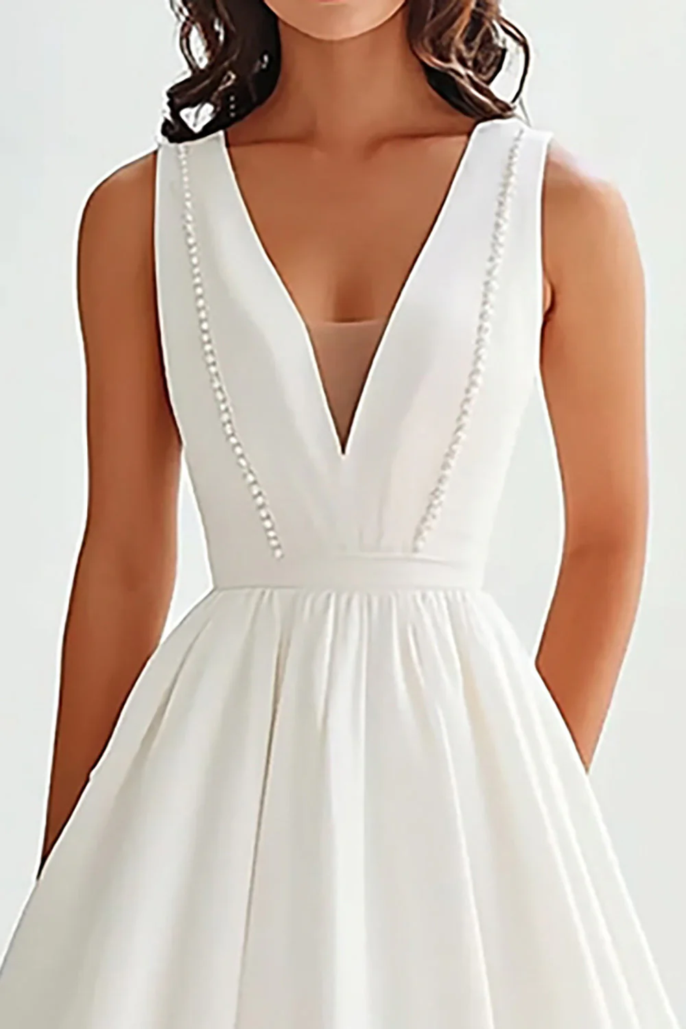 Matte Satin A Line Sleeveless Long Graduation Dress - Image 3