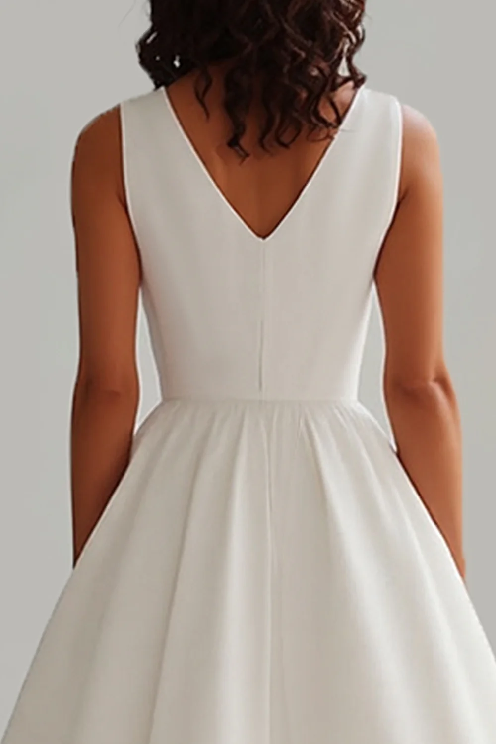 Matte Satin A Line Sleeveless Long Graduation Dress - Image 4