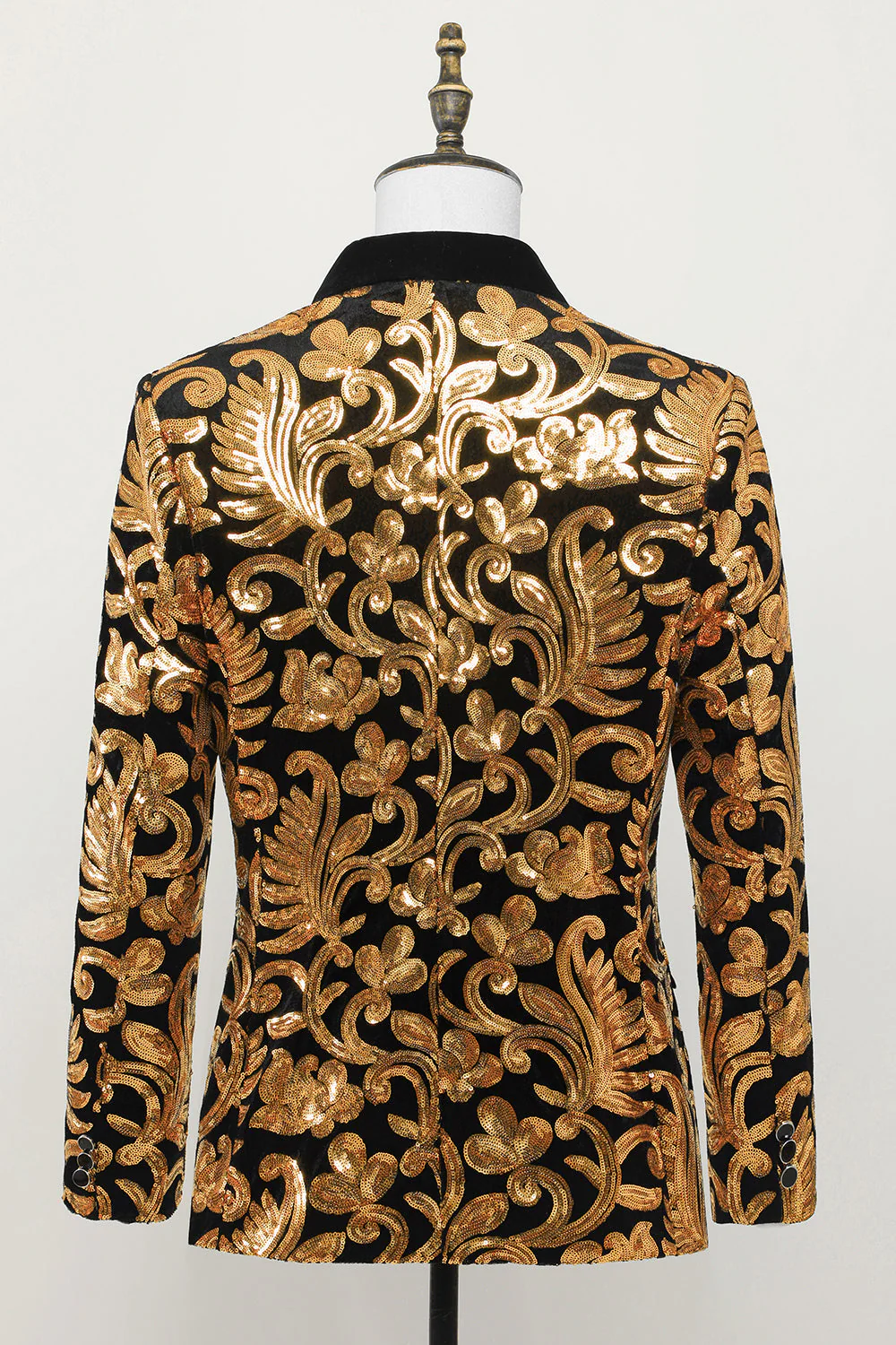 Men's Blazer Slim Fit Solid One Button Business Gold Suit Jacket - Image 3