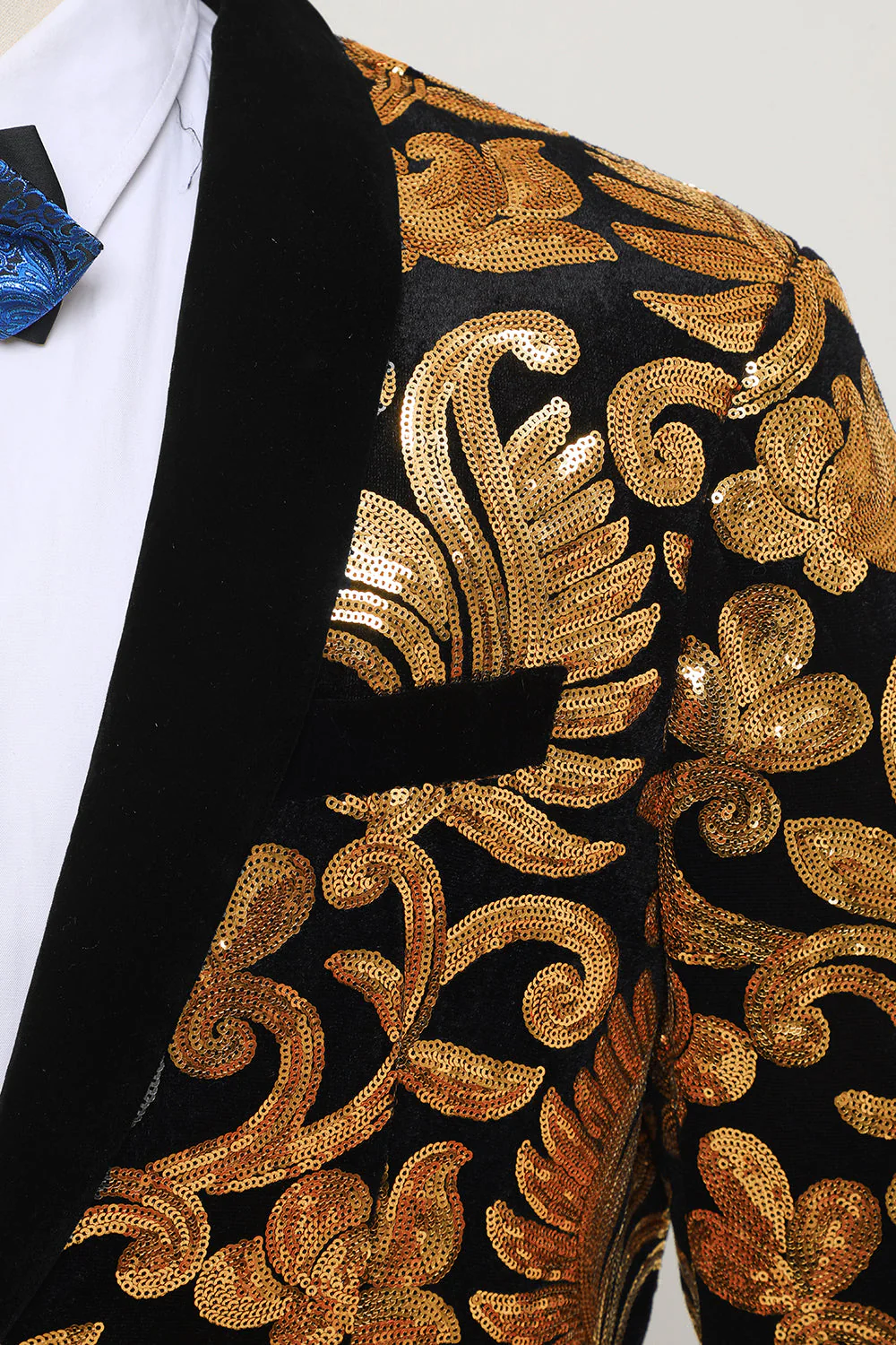 Men's Blazer Slim Fit Solid One Button Business Gold Suit Jacket - Image 4