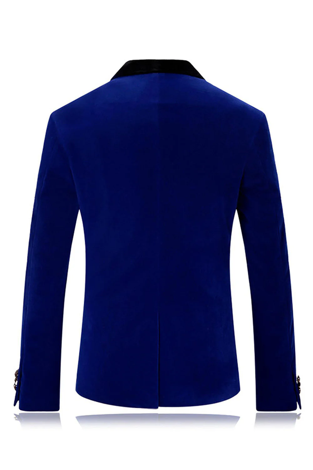 Men's Blue Shawl Lapel One Button Prom Blazer - Image 2