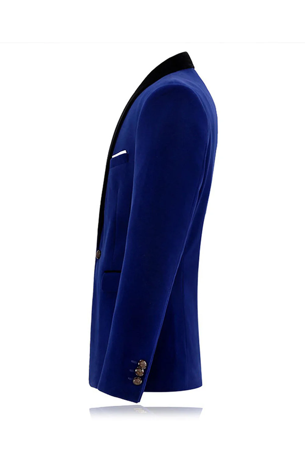 Men's Blue Shawl Lapel One Button Prom Blazer - Image 3