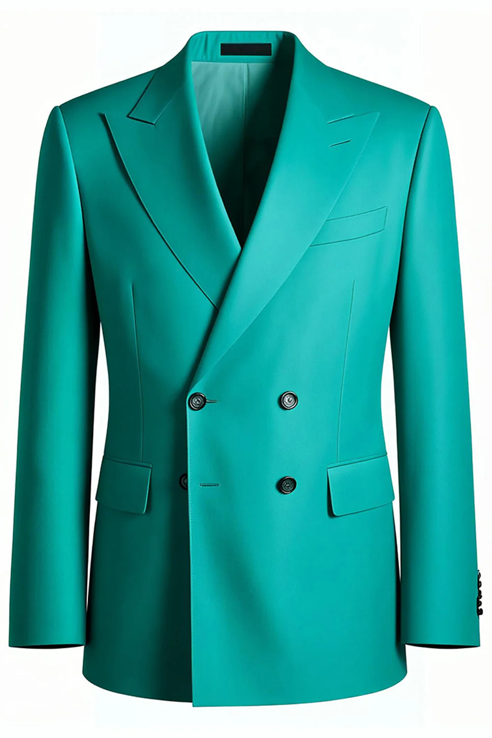 Men's Peak Lapel One Button Turquoise Prom Suits - Image 4