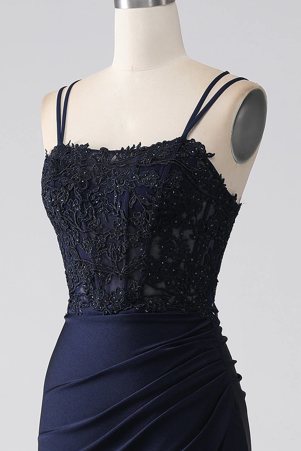 Mermaid Beaded Navy Prom Dress with Ruffles - Image 6