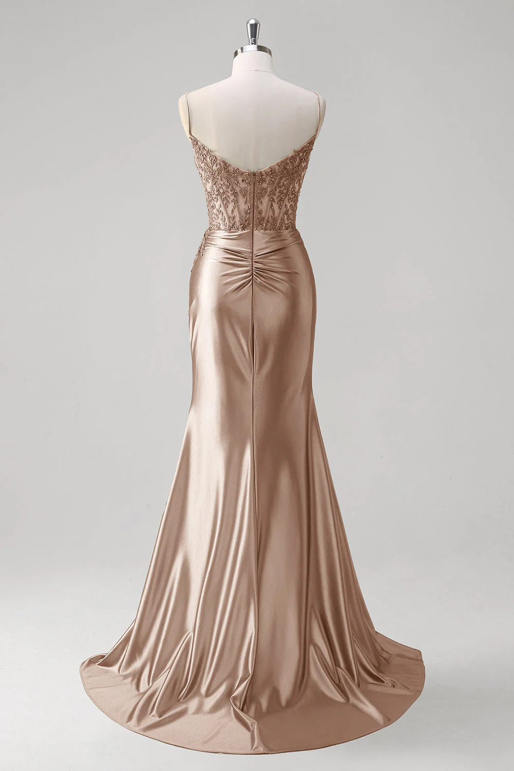 Mermaid Green Corset Spaghetti Straps Pleated Prom Dress - Image 11