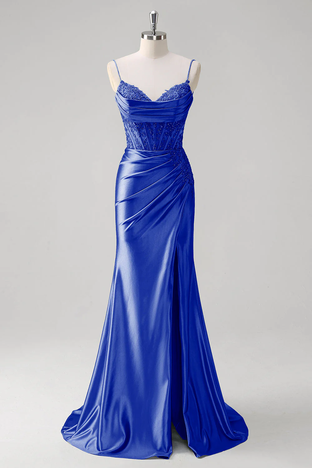Mermaid Green Corset Spaghetti Straps Pleated Prom Dress - Image 12