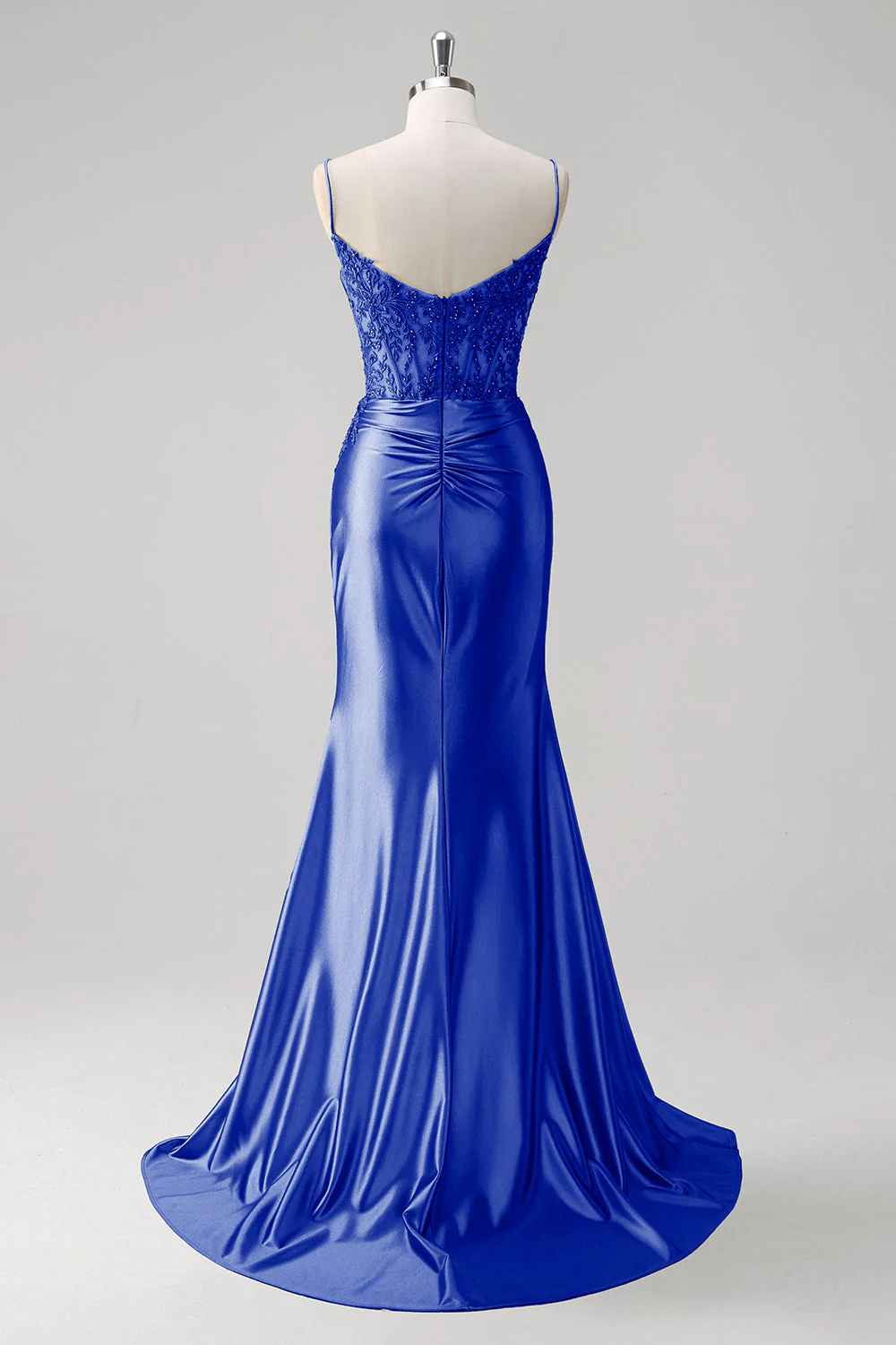 Mermaid Green Corset Spaghetti Straps Pleated Prom Dress - Image 13