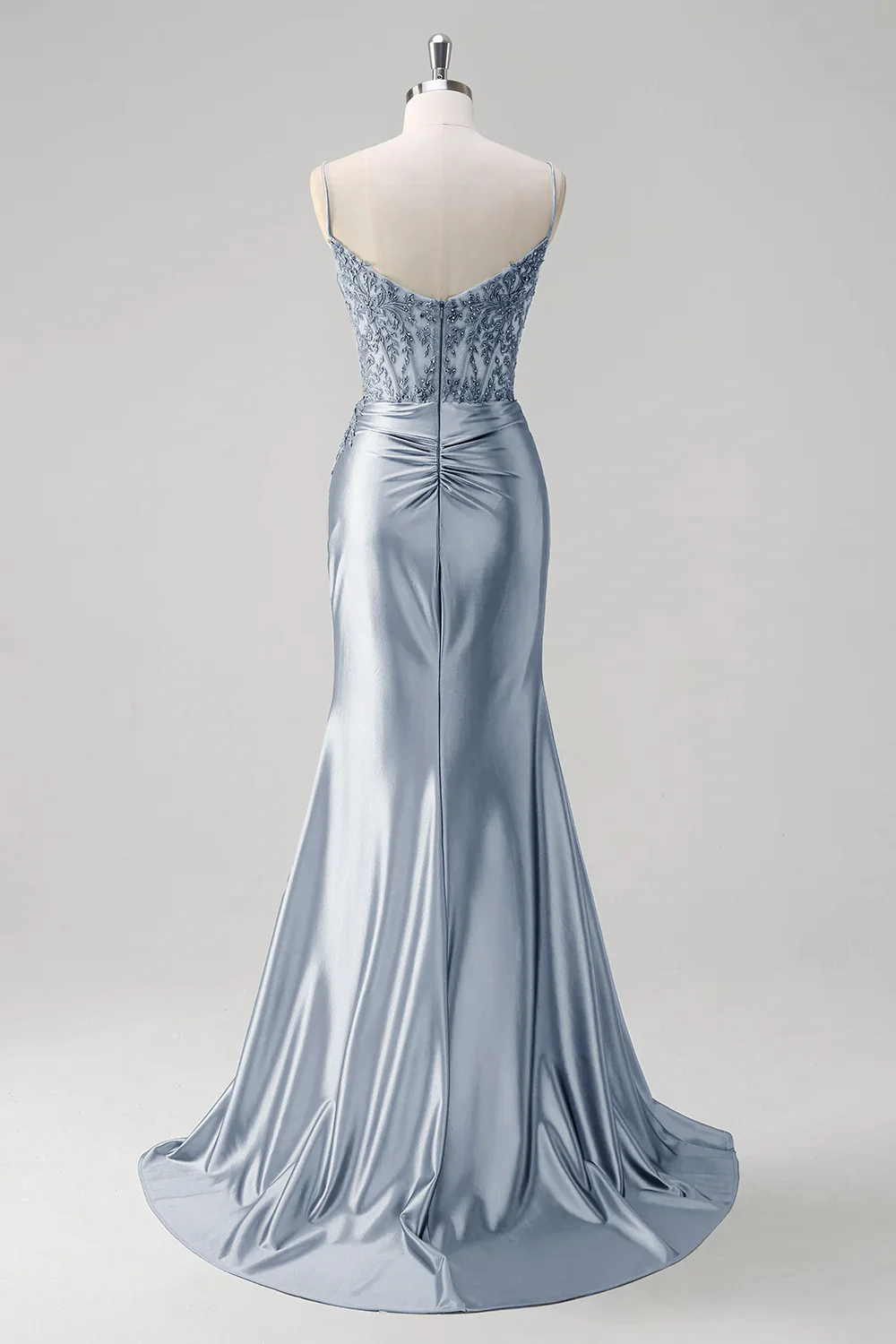 Mermaid Green Corset Spaghetti Straps Pleated Prom Dress - Image 17