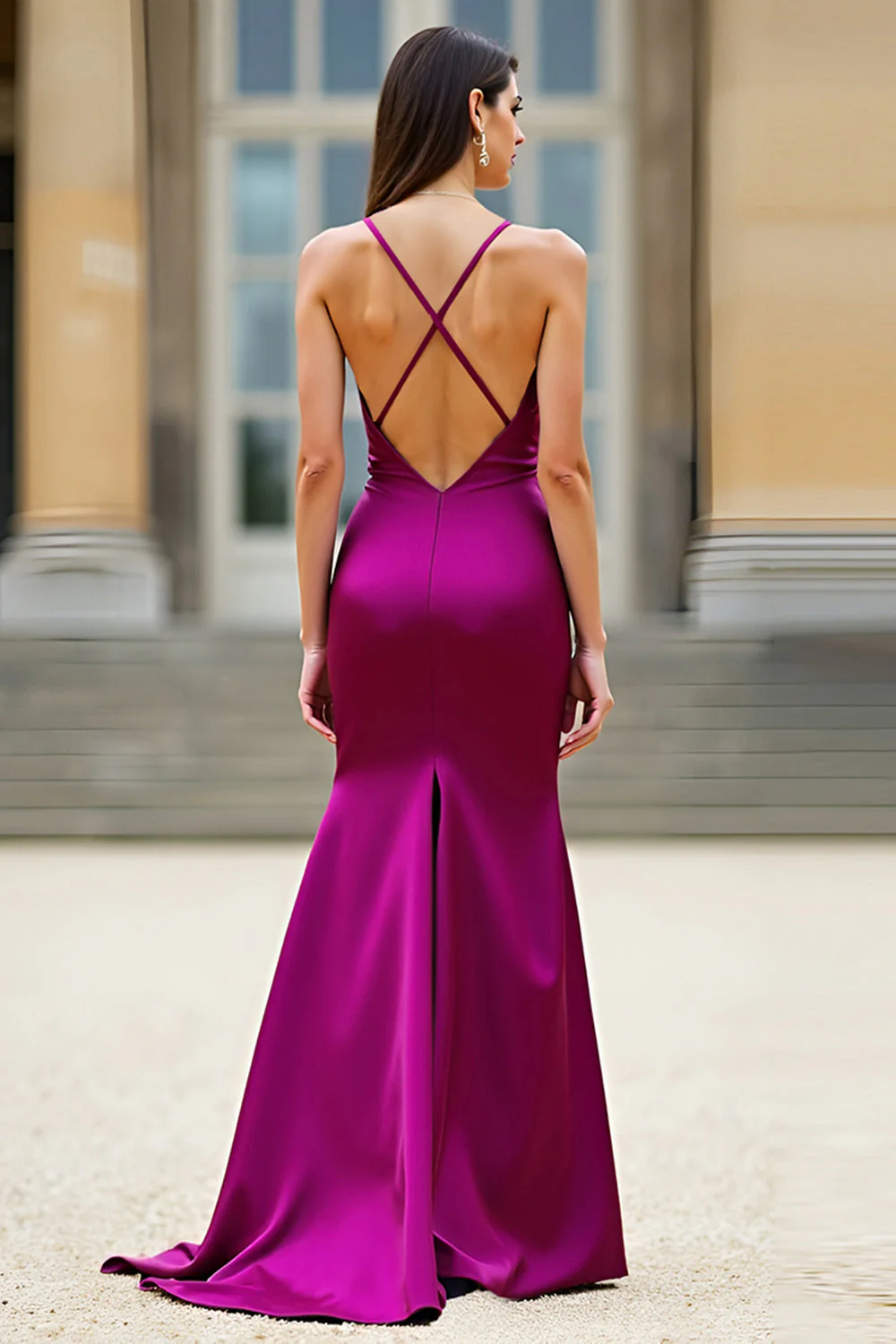 Mermaid Spaghetti Straps Dark Purple Long Prom Dress - Image 2
