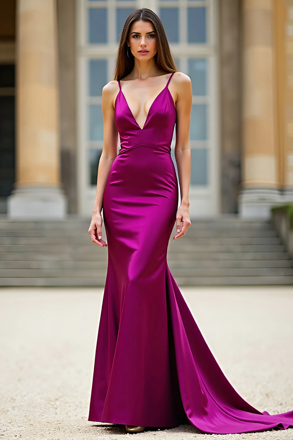 Mermaid Spaghetti Straps Dark Purple Long Prom Dress - Image 3