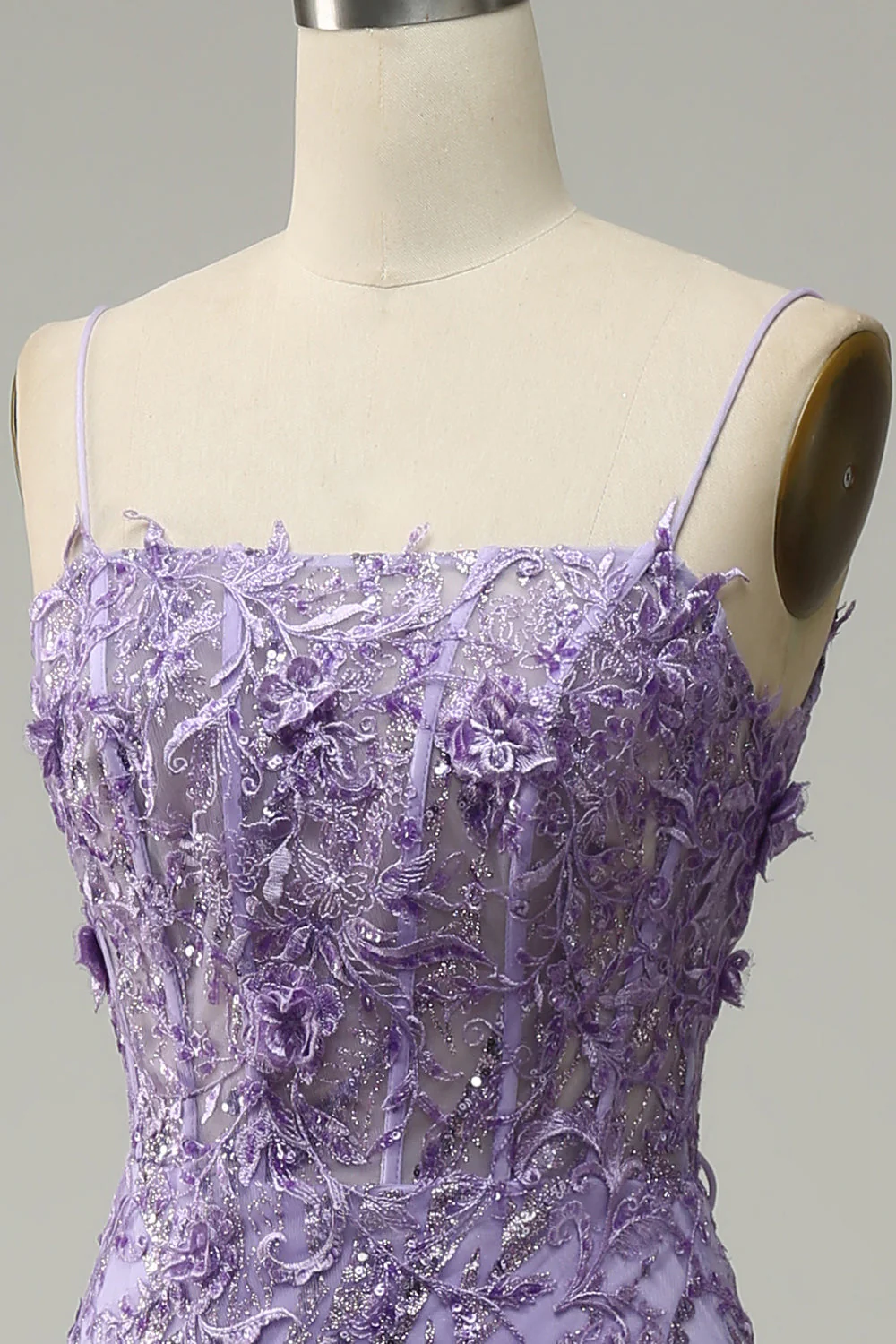 Mermaid Spaghetti Straps Purple Prom Dress with Beading - Image 5