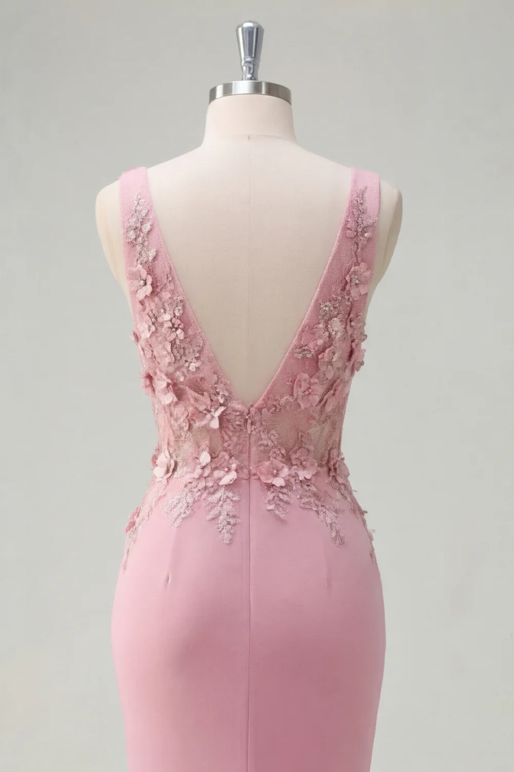 Mermaid Taro Ruched V-Neck Long Prom Dress with 3D Flowers - Image 6