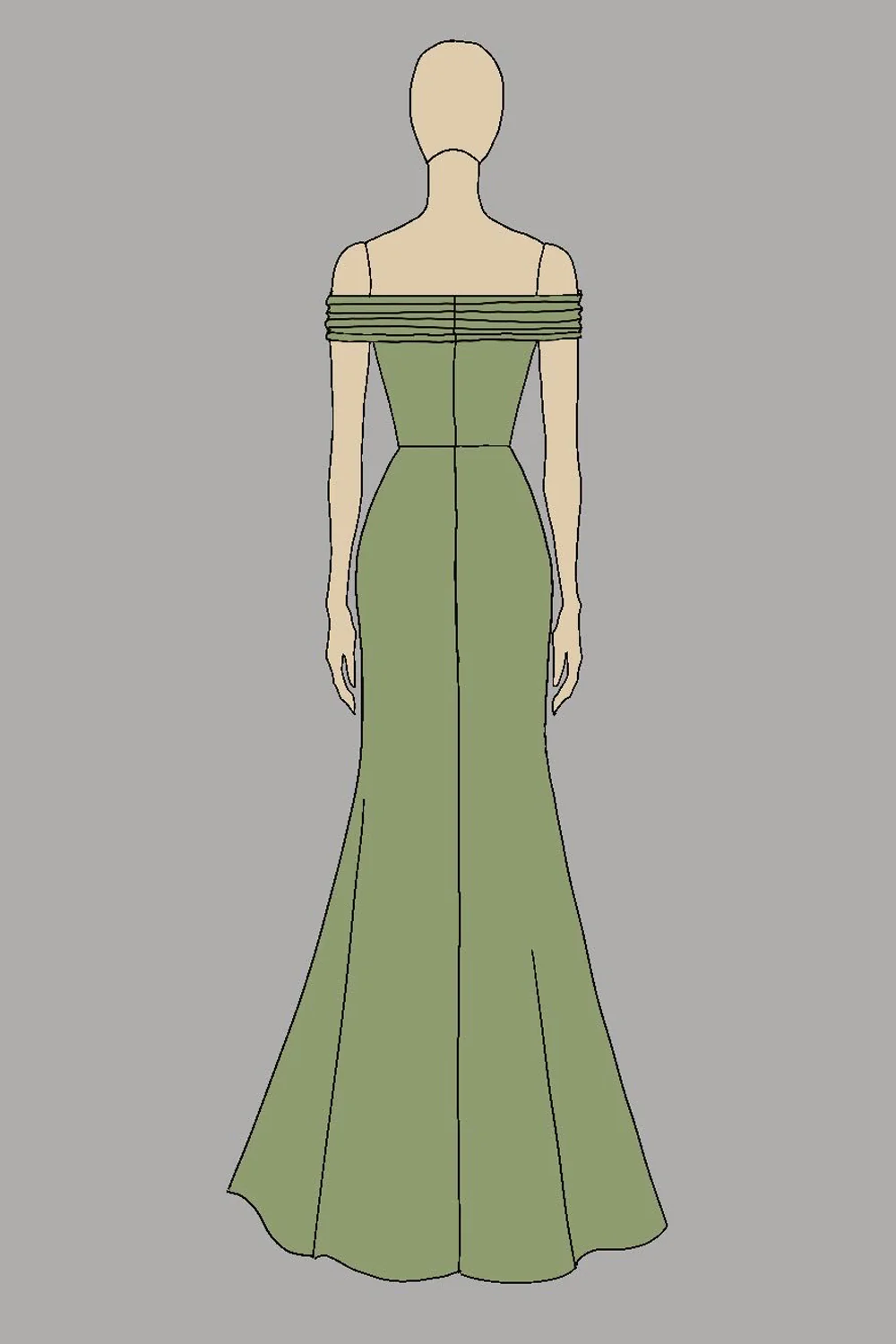 Metallic Satin Green Off The Shoulder Sheath Red Carpet Dress - Image 6