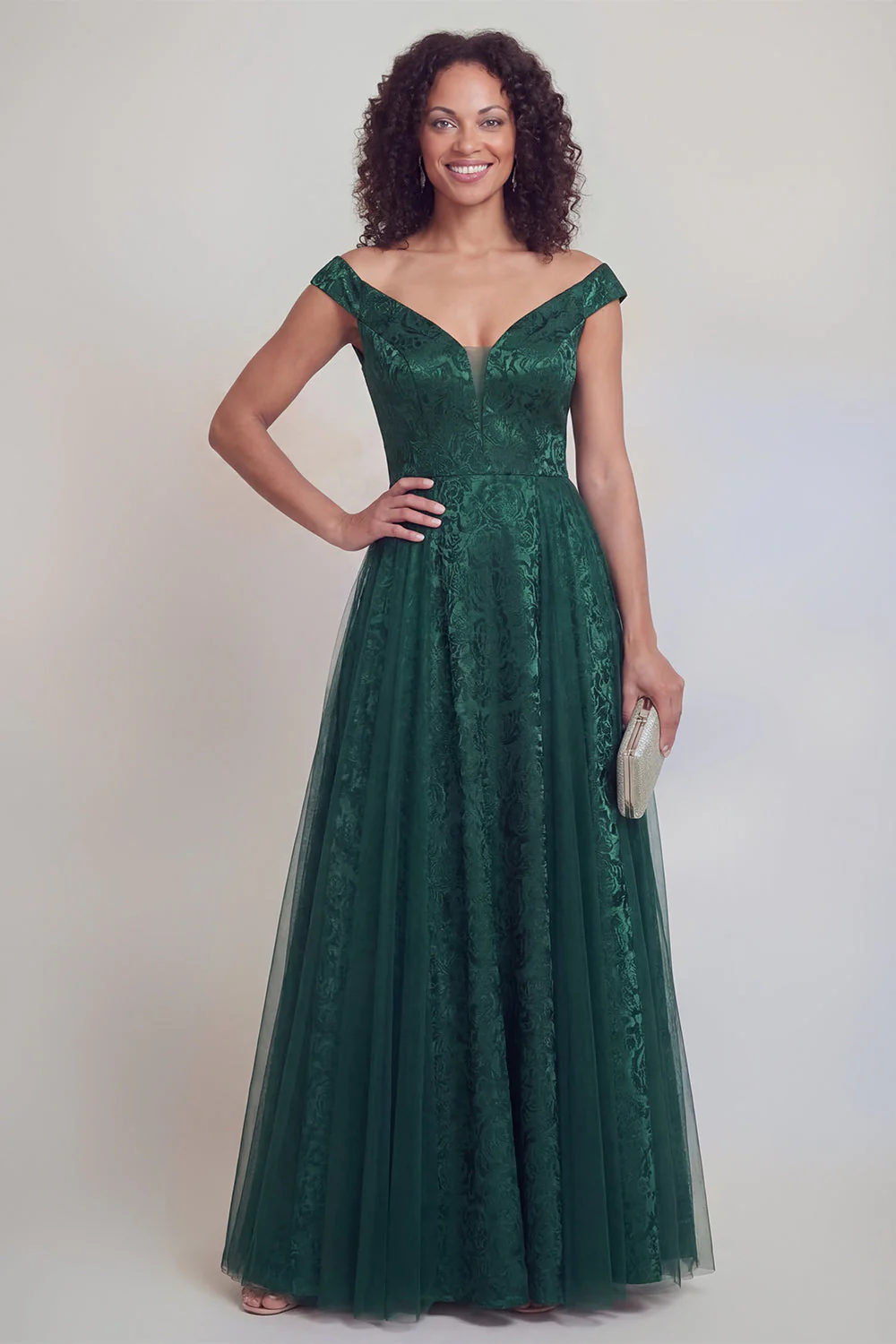 Navy Floral A Line Long Mothe of the Bride Dress - Image 11