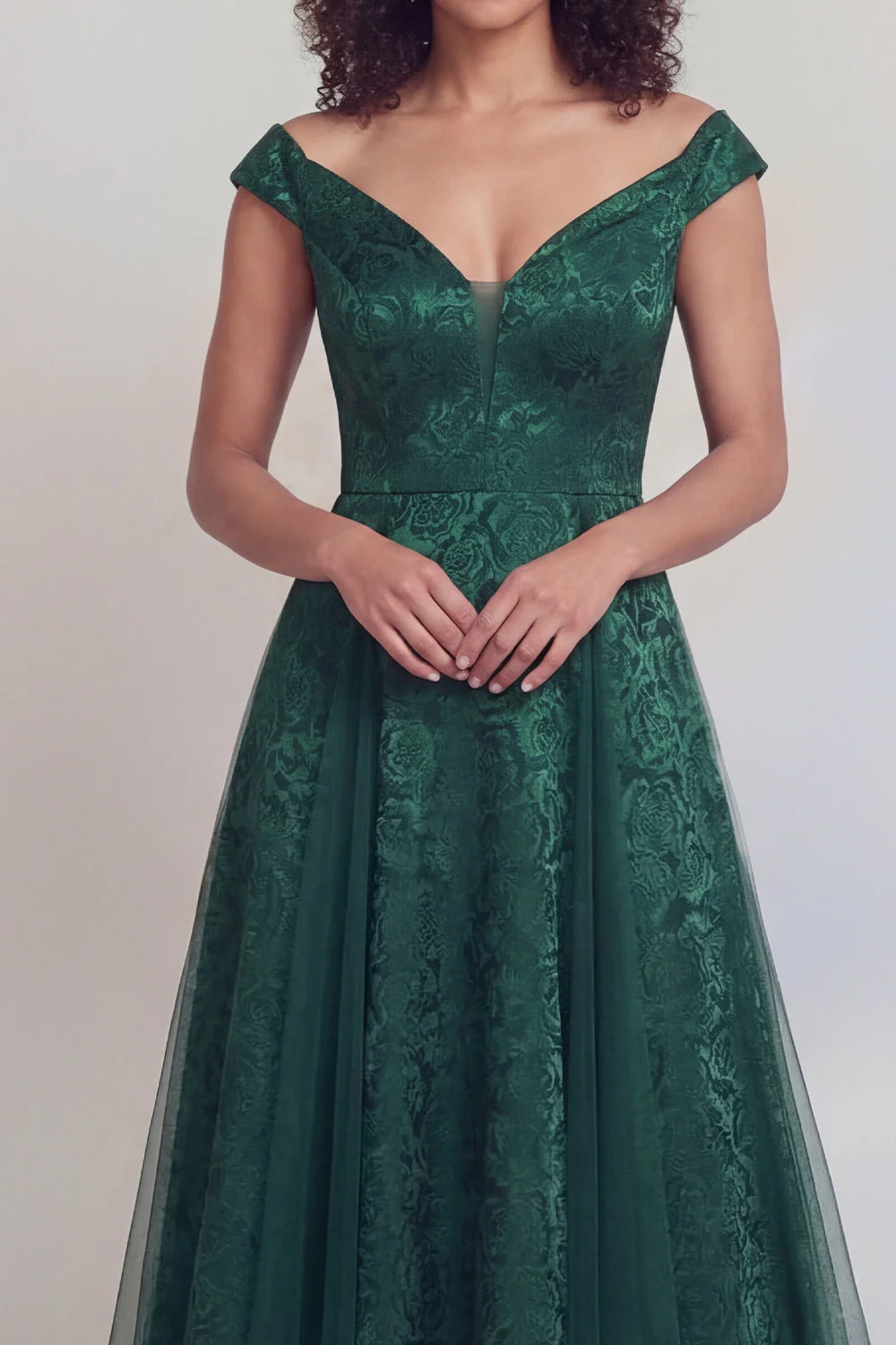 Navy Floral A Line Long Mothe of the Bride Dress - Image 12