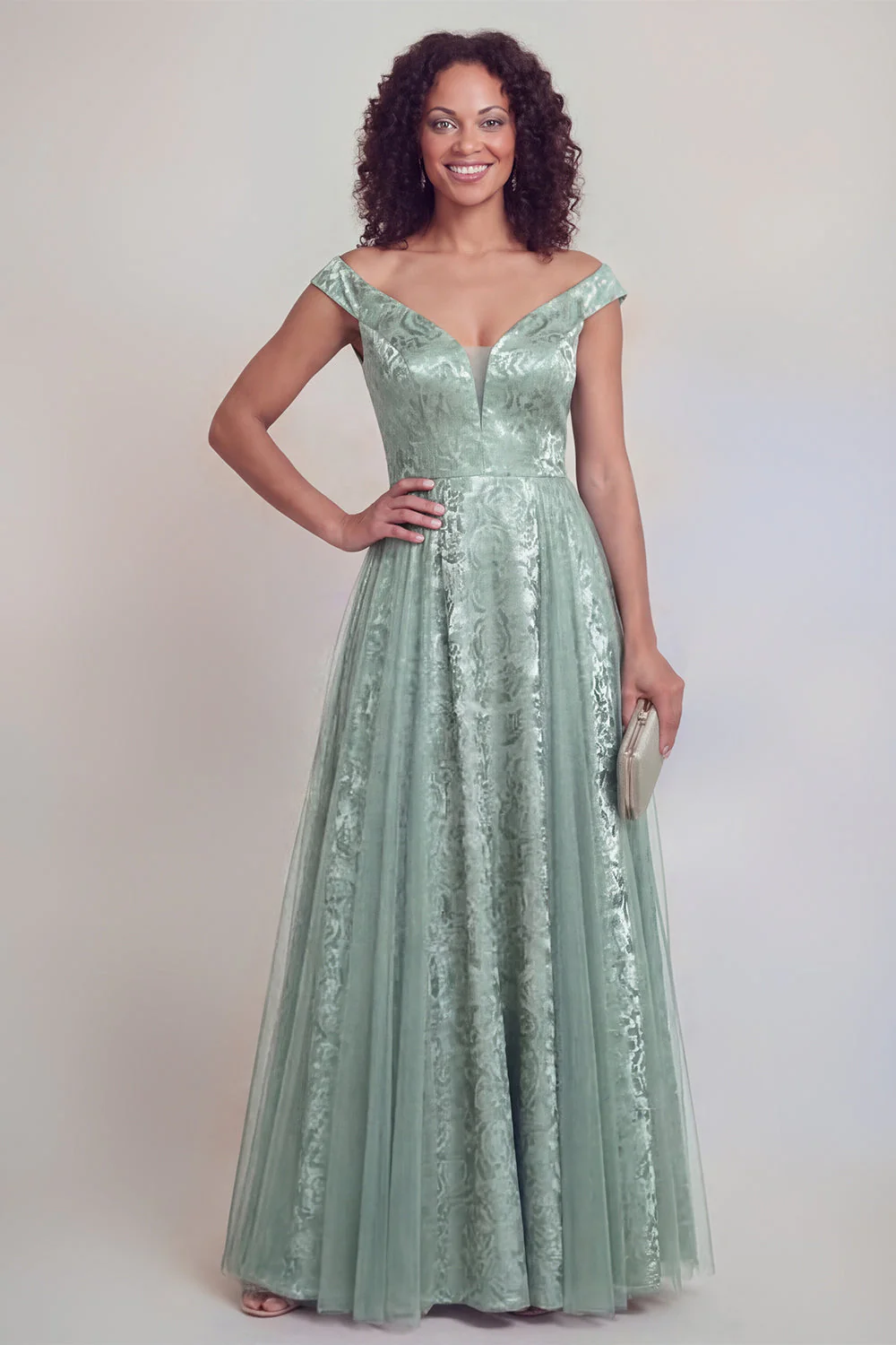 Navy Floral A Line Long Mothe of the Bride Dress - Image 15