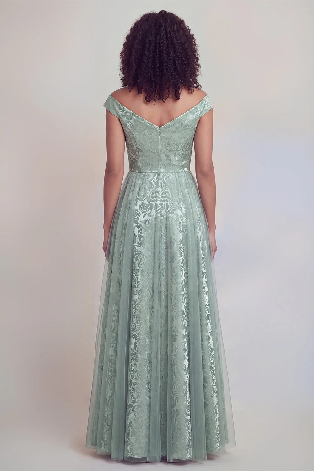 Navy Floral A Line Long Mothe of the Bride Dress - Image 16