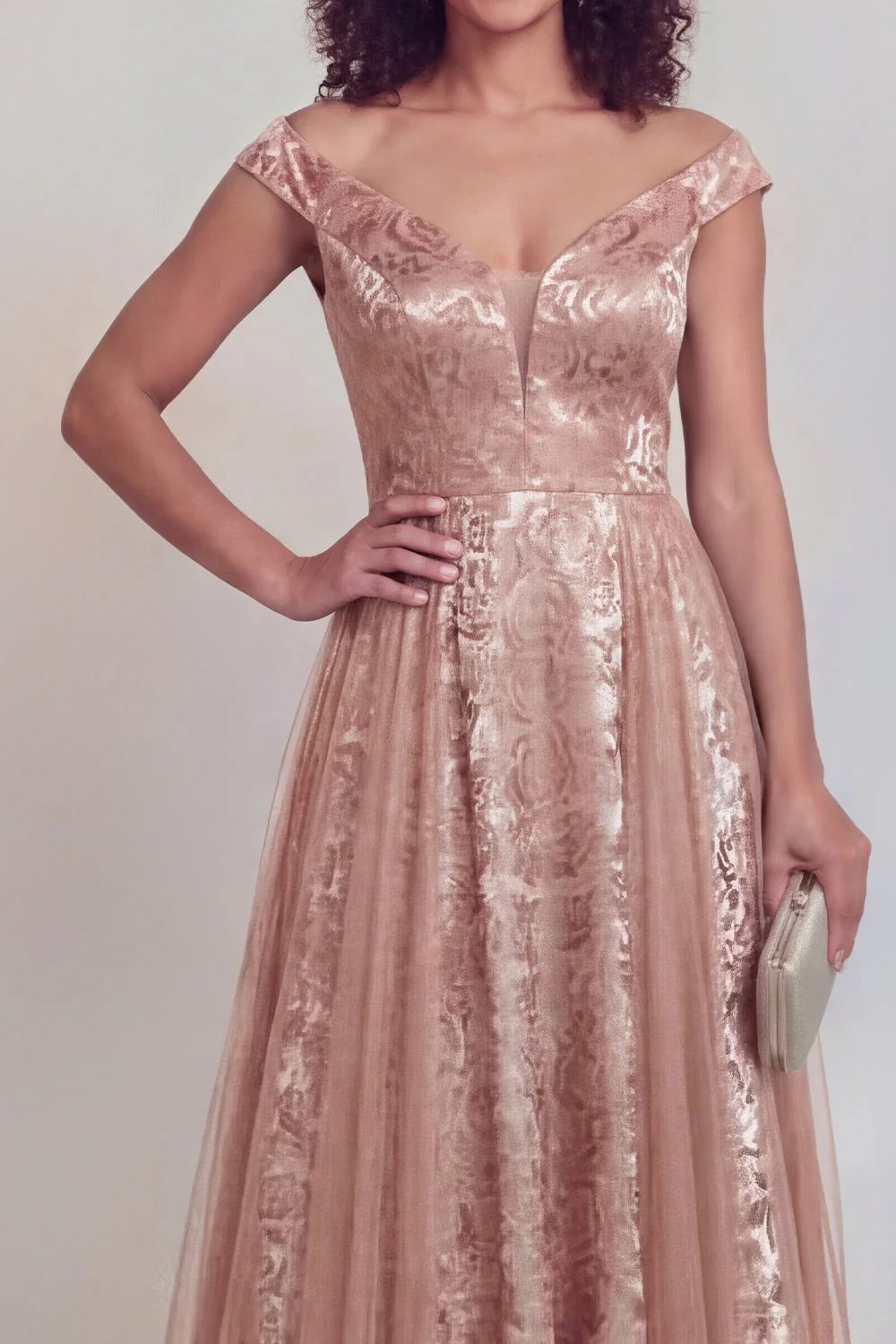 Navy Floral A Line Long Mothe of the Bride Dress - Image 7