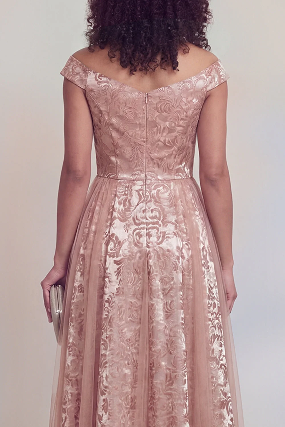 Navy Floral A Line Long Mothe of the Bride Dress - Image 8