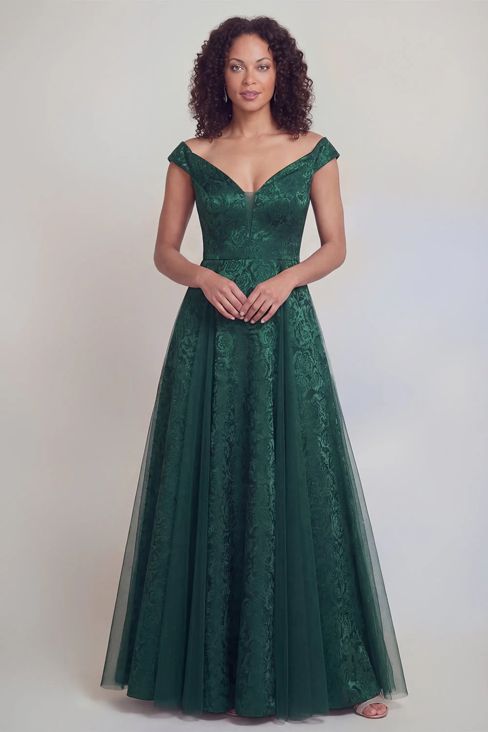Navy Floral A Line Long Mothe of the Bride Dress - Image 9