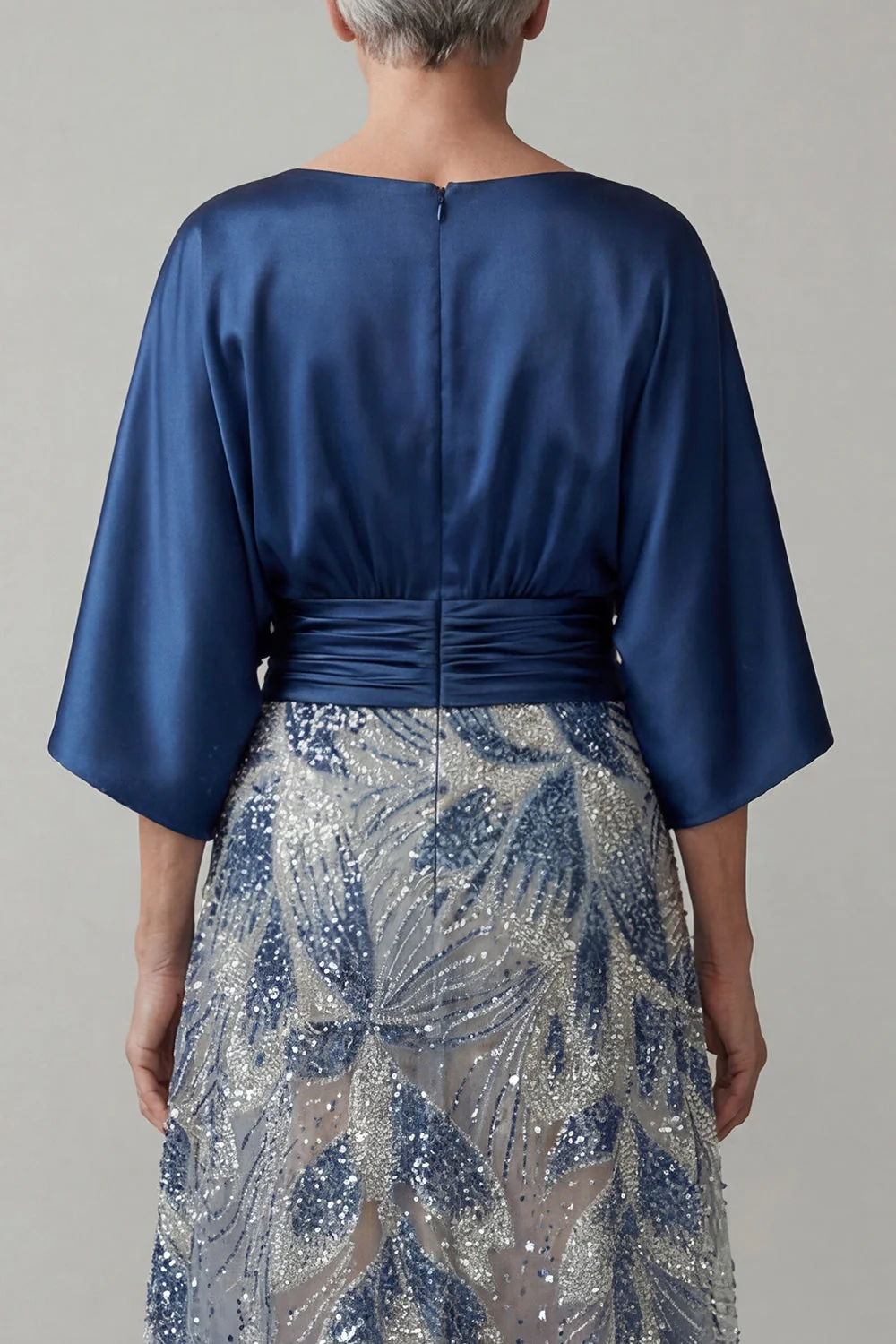 Sparkly Navy A Line 3/4 Sleeves Mother of the Bride Dress with Sequins - Image 4