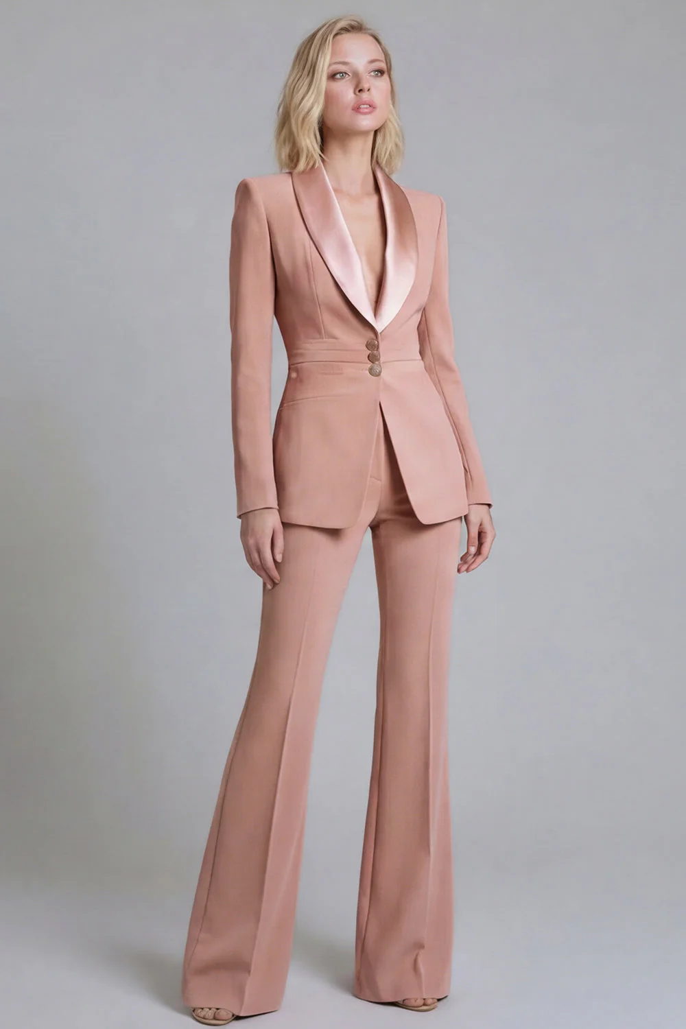 Navy Shawl Lapel 2 Piece Single Breasted Women's Work Suits - Image 5