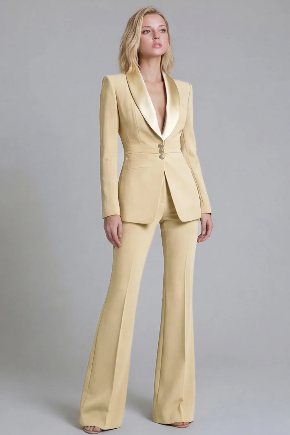 Navy Shawl Lapel 2 Piece Single Breasted Women's Work Suits - Image 7