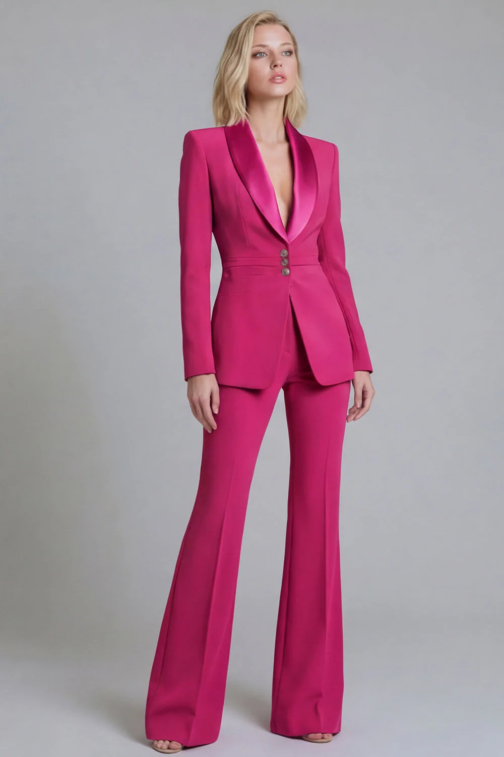 Navy Shawl Lapel 2 Piece Single Breasted Women's Work Suits - Image 9