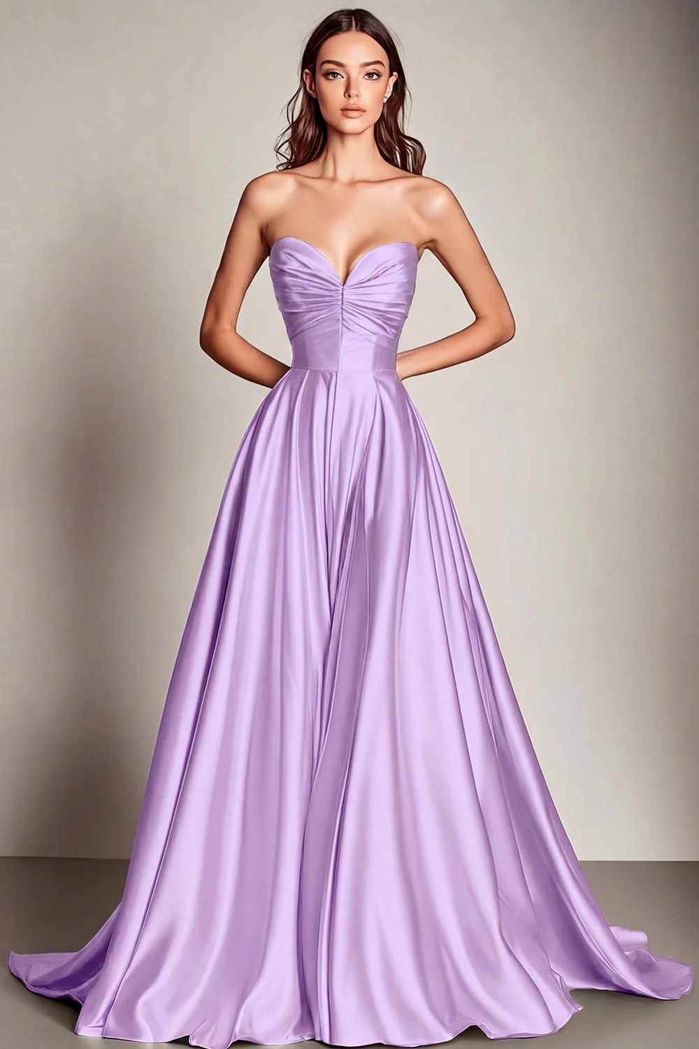 Navy Sweetheart Satin A Line Long Evening Dress - Image 8