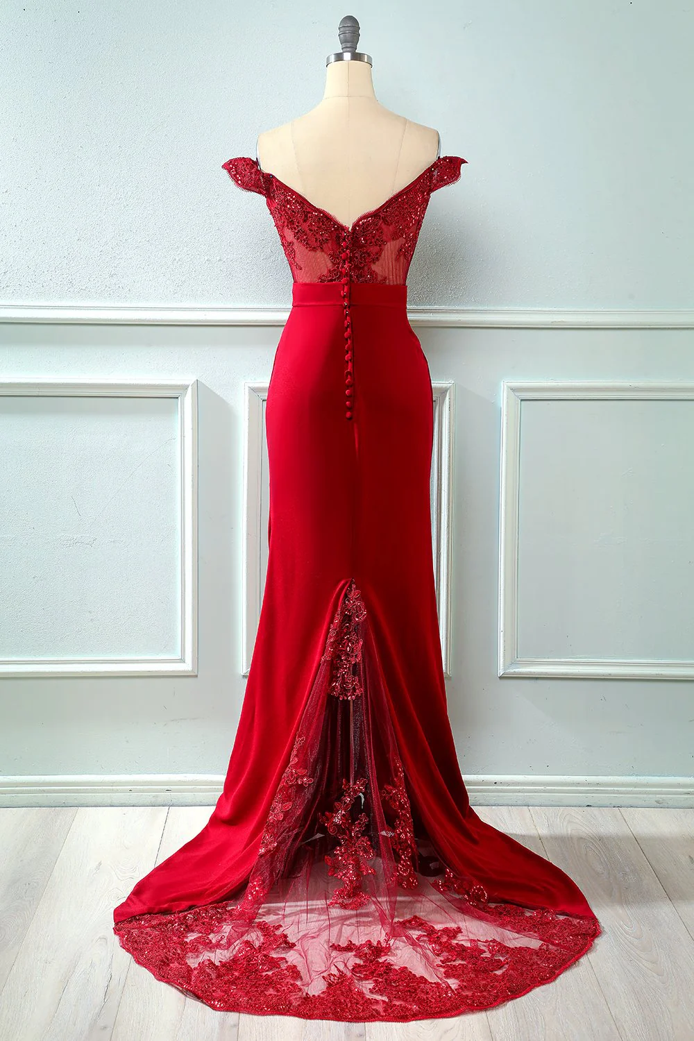 Off Shoulder Sequins Mermaid Prom Dress - Image 2