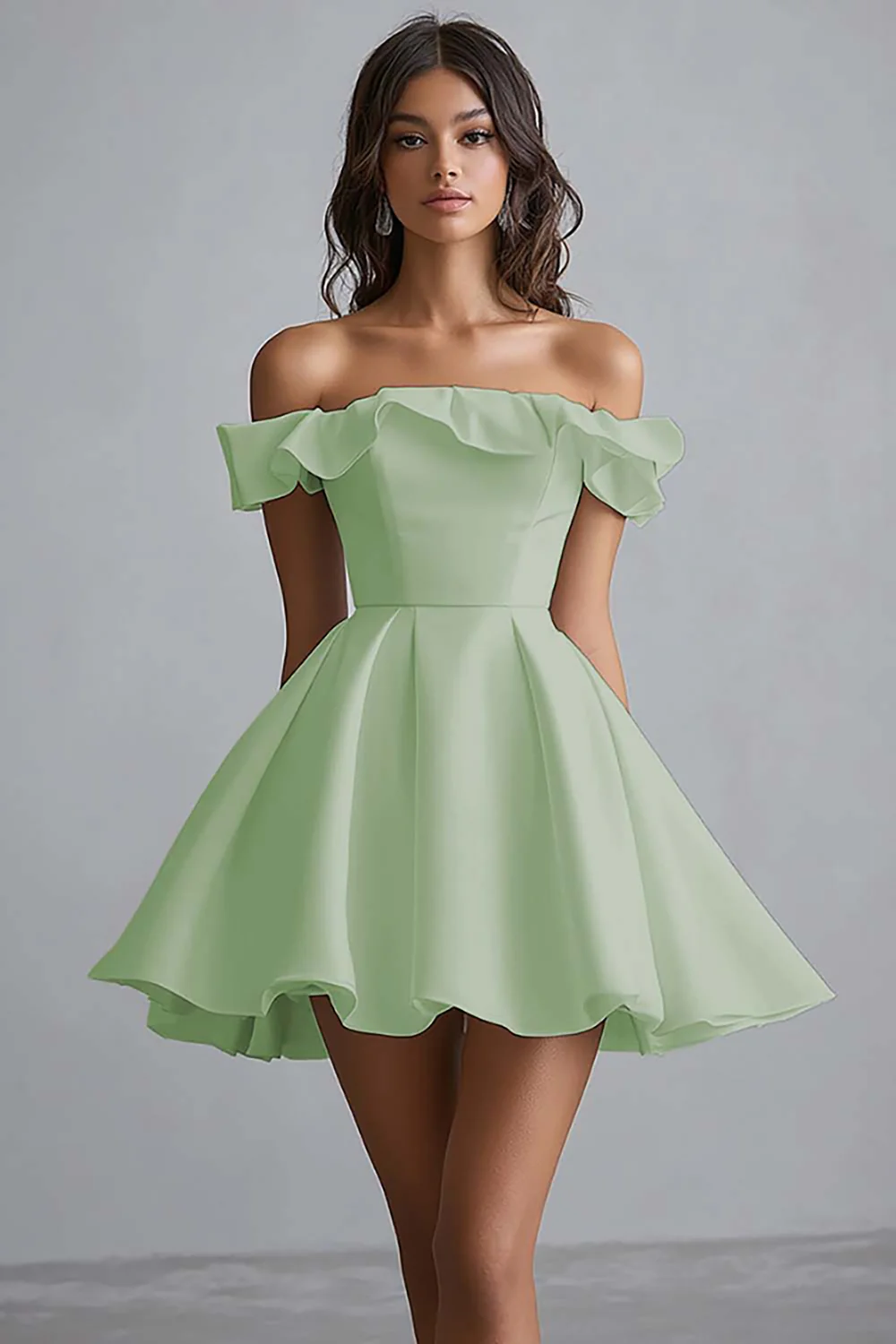Off The Shoulder A Line Mini White Graduation Dress - Image 10