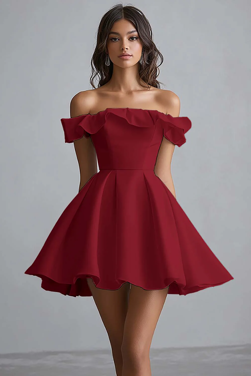 Off The Shoulder A Line Mini White Graduation Dress - Image 5