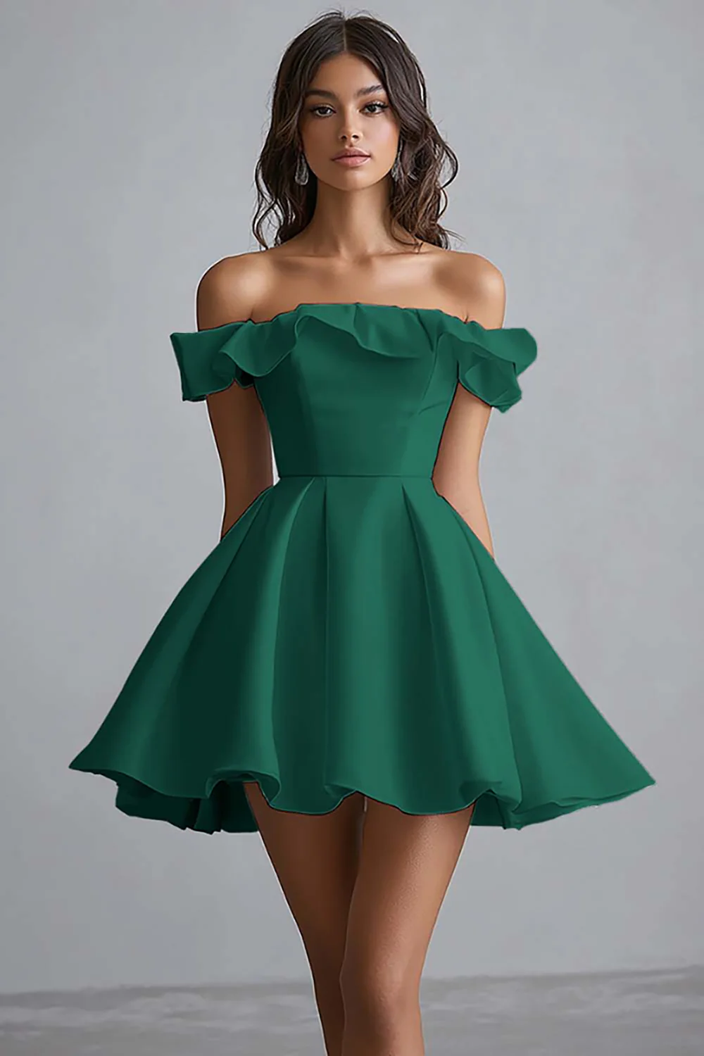 Off The Shoulder A Line Mini White Graduation Dress - Image 7