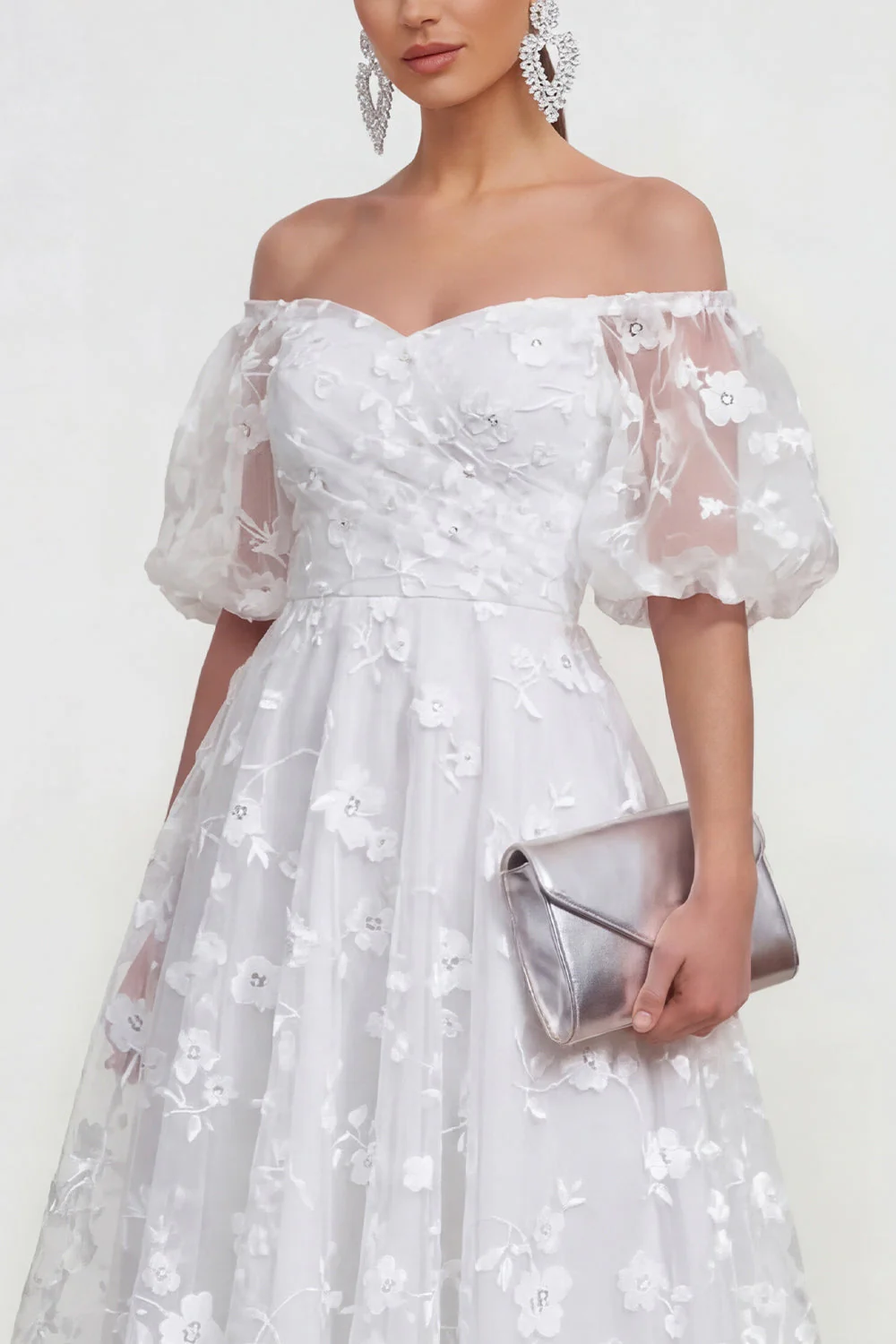 Off The Shoulder A-Line Pink Midi Floral Dress with Lace Up Back - Image 19