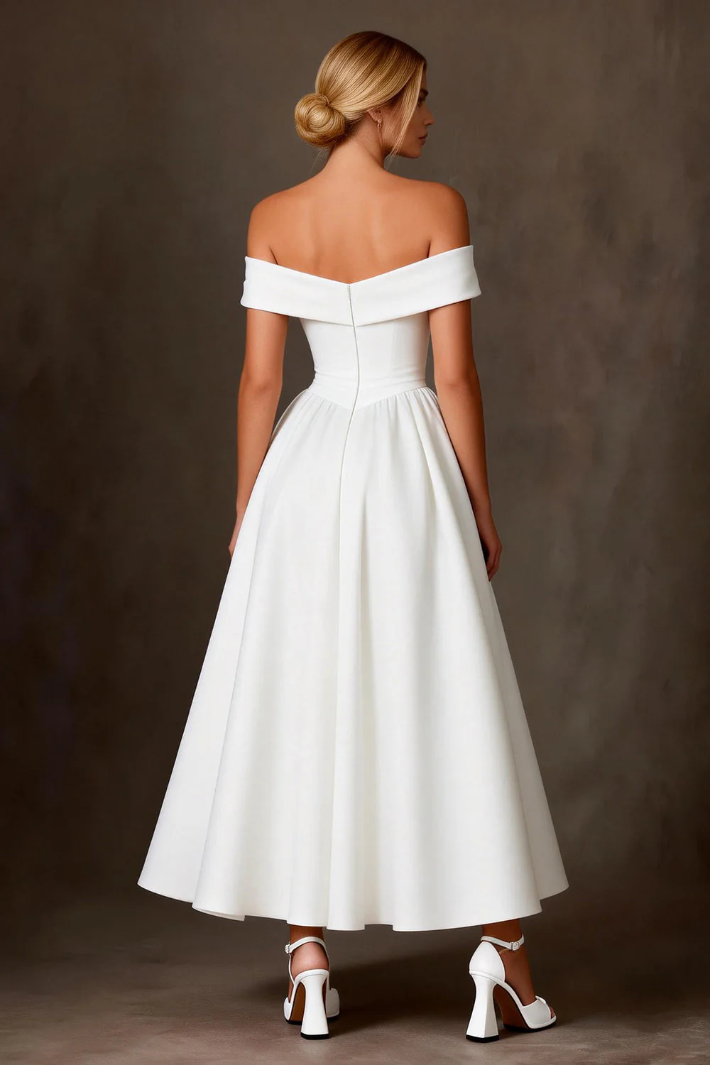 Off the Shoulder A-Line White Long Engagement Dress - Image 2